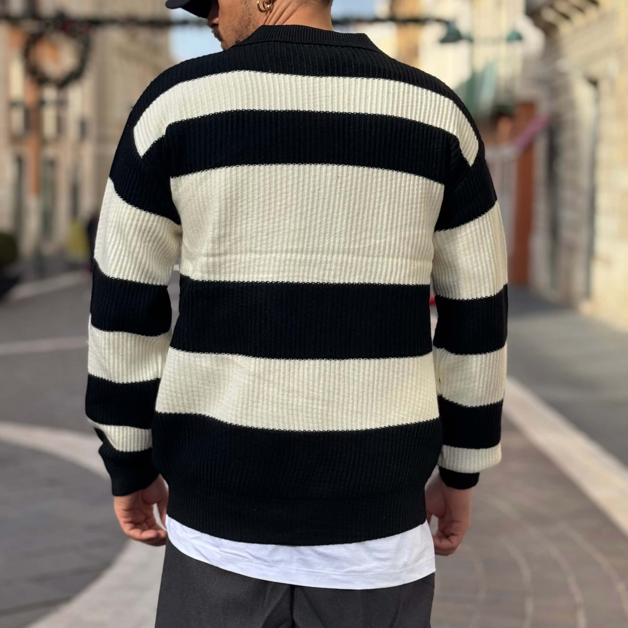 Cardigan polo bianco nero - FLAG STORE