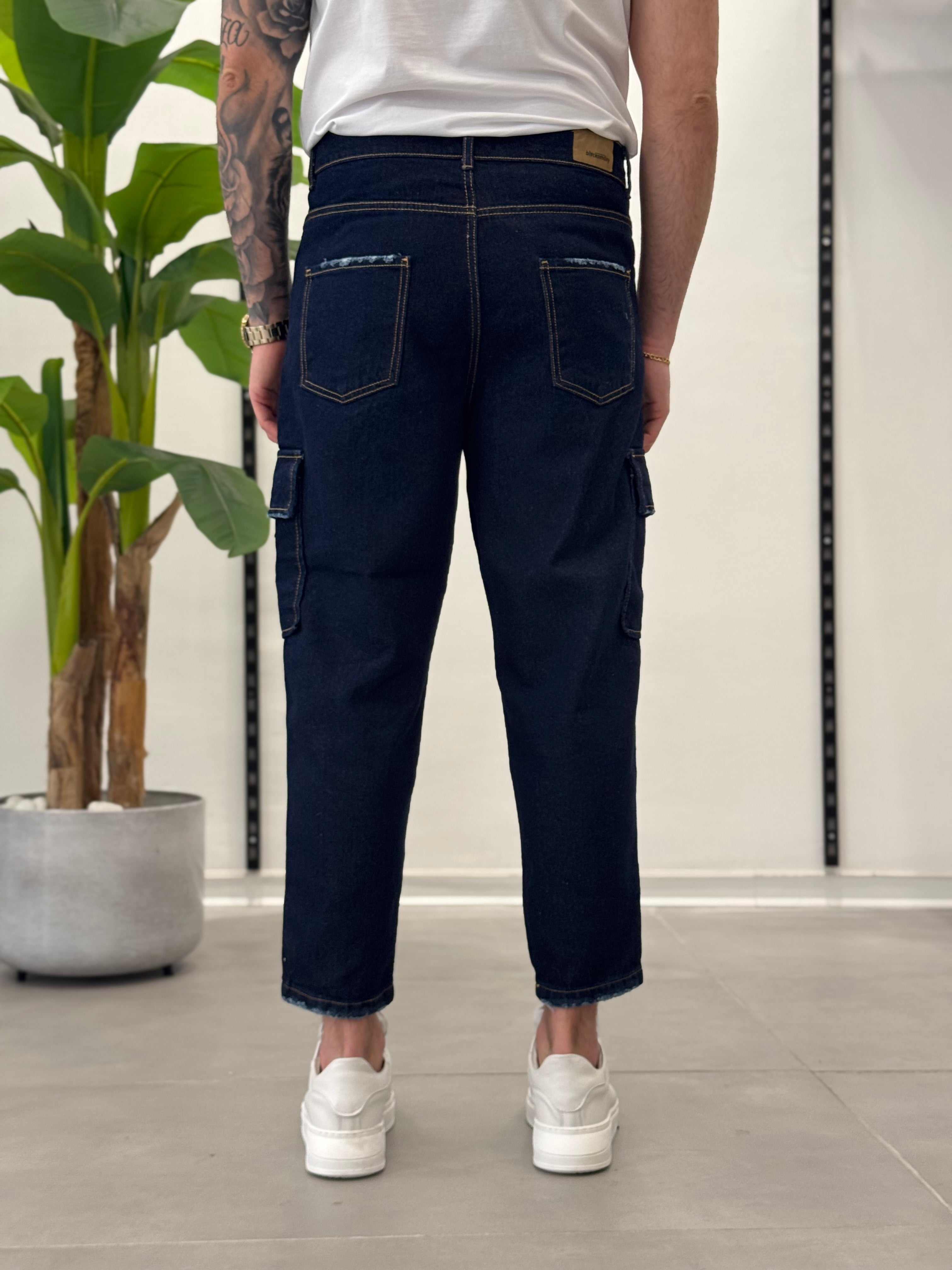 Cargo Jeans Blu Scuro Vegas - Carrot Fit