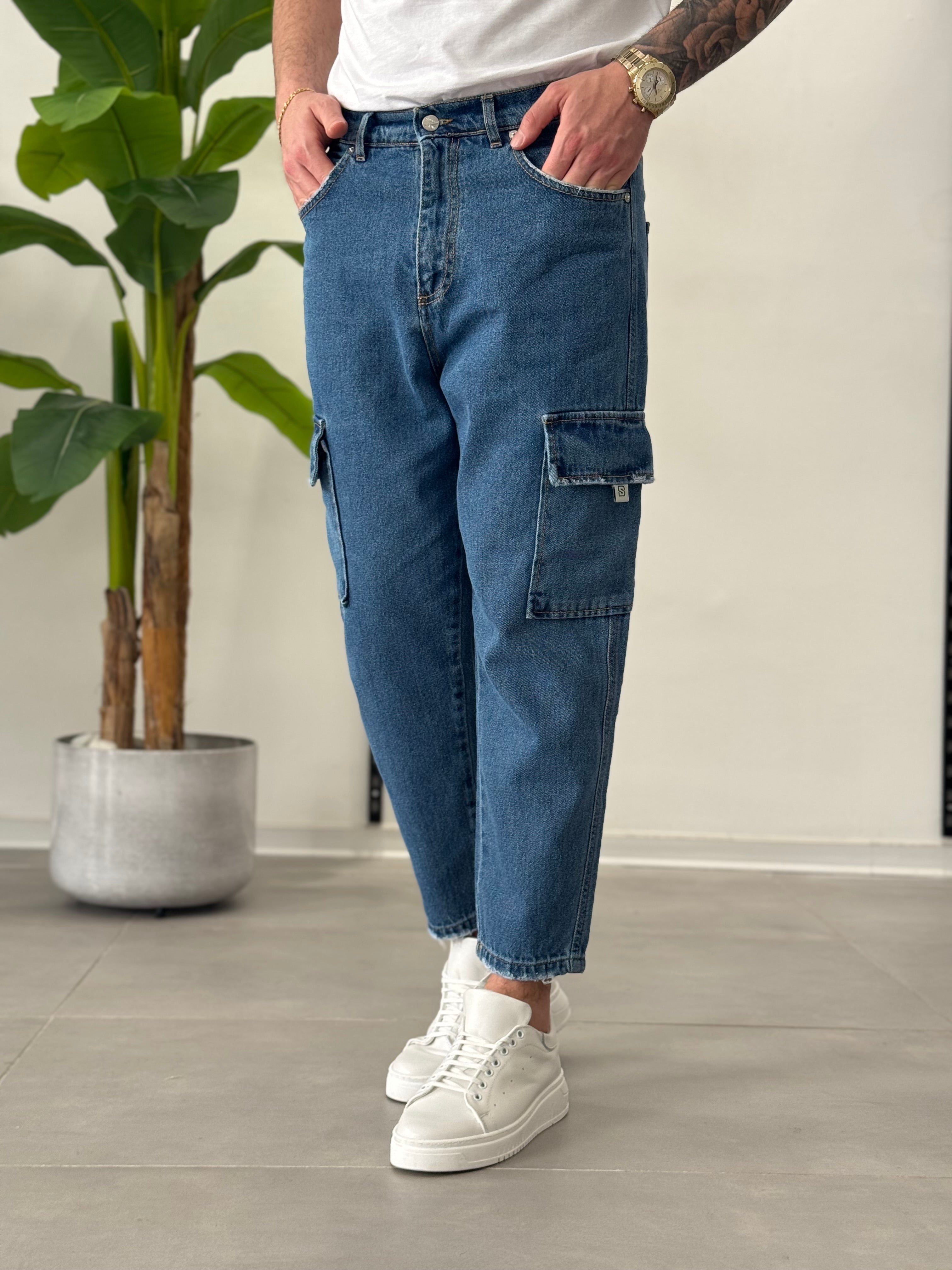Cargo Jeans Blu Vegas - Carrot Fit