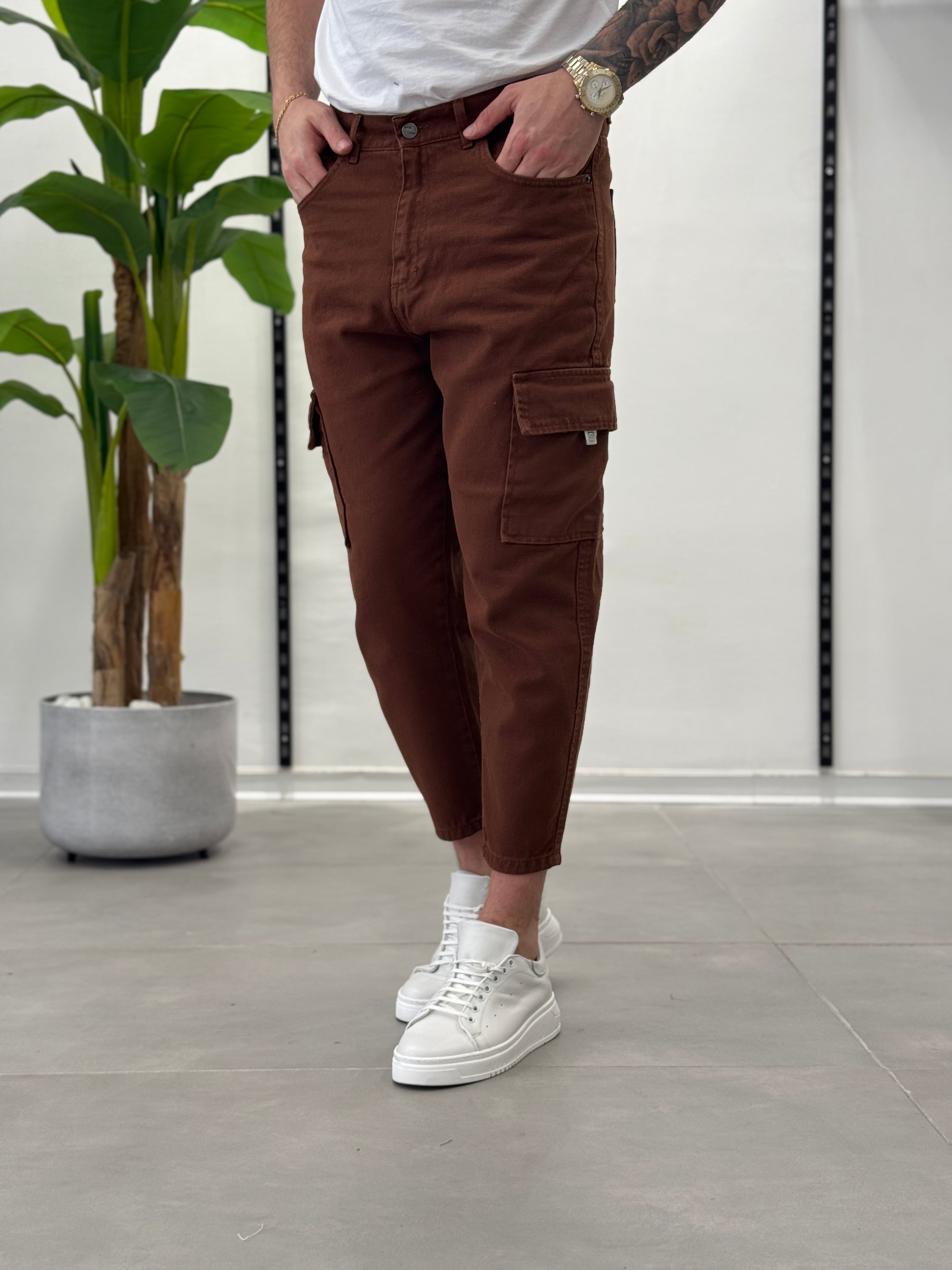 Cargo Jeans Marrone Vegas - Carrot Fit