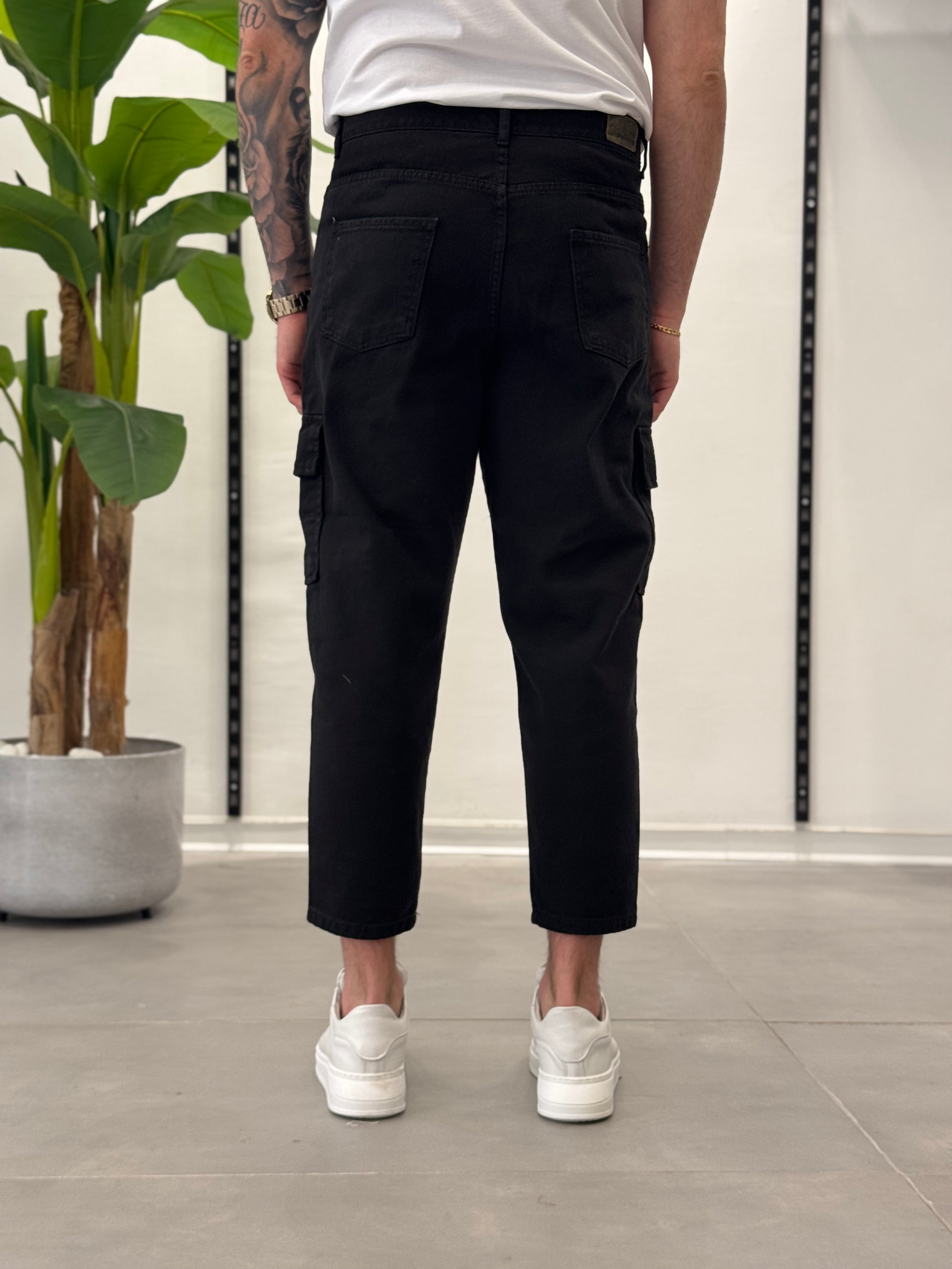 Cargo Jeans Nero Vegas - Carrot Fit