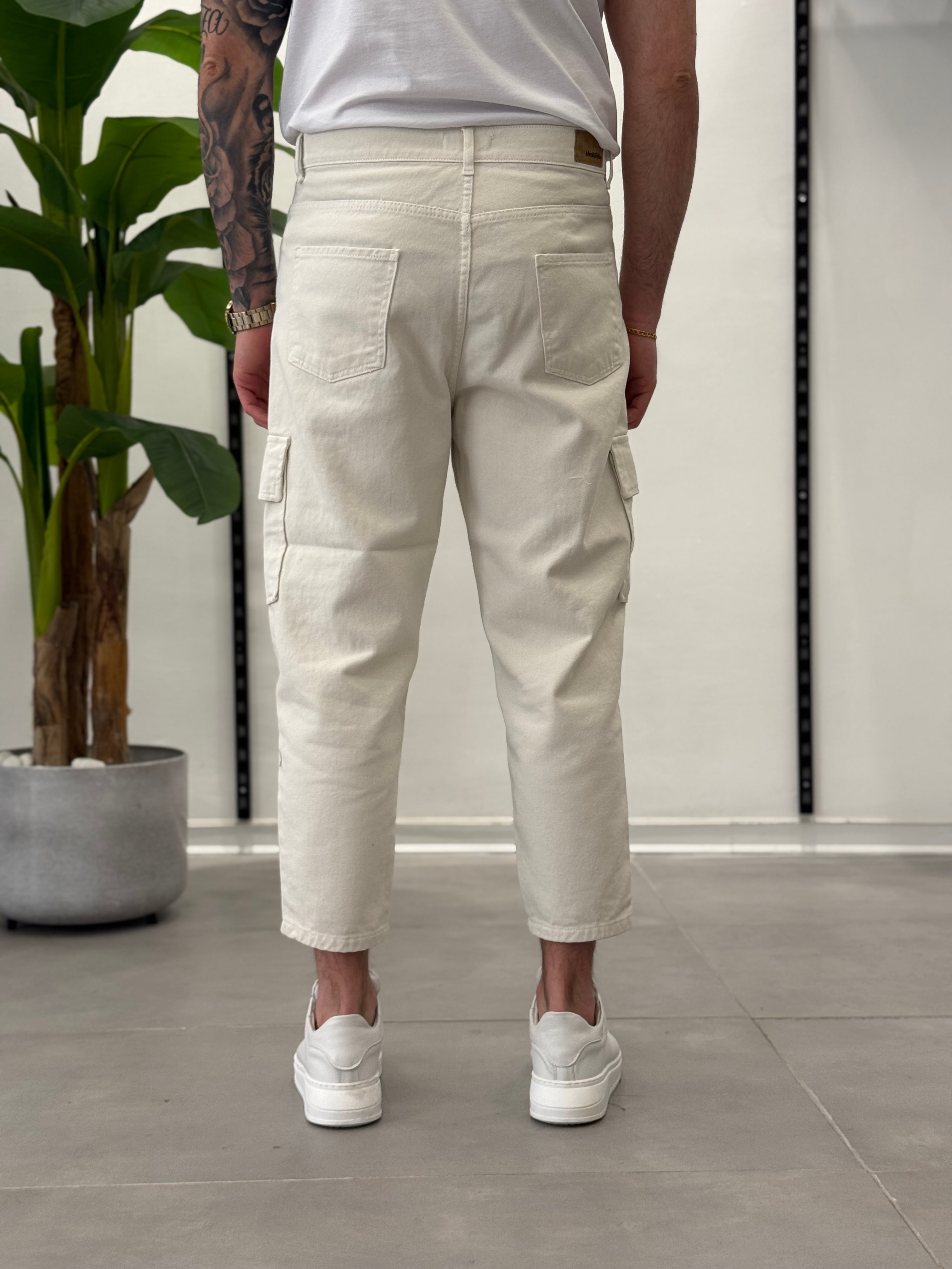 Cargo Jeans Panna Vegas - Carrot Fit