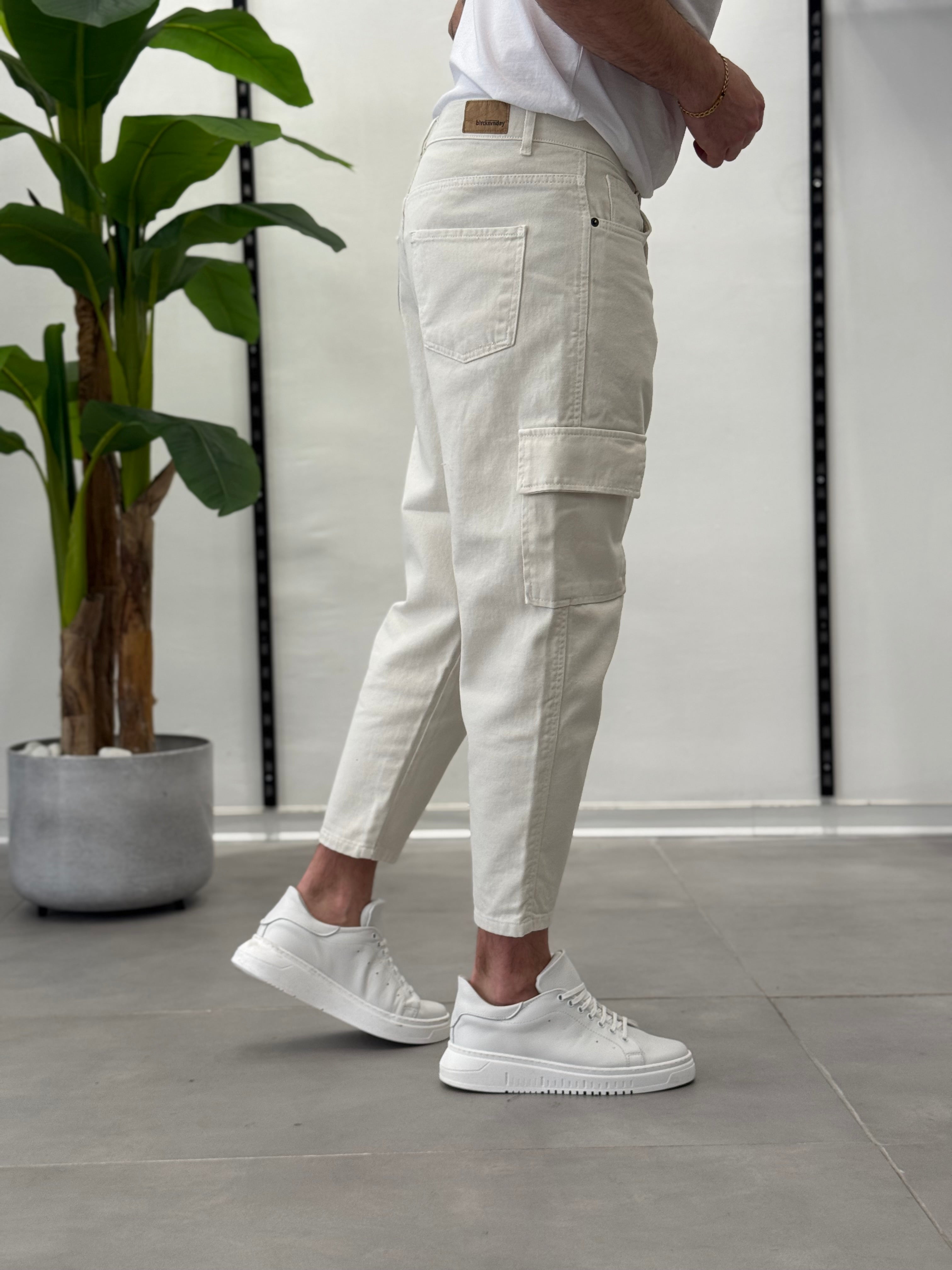 Cargo Jeans Panna Vegas - Carrot Fit
