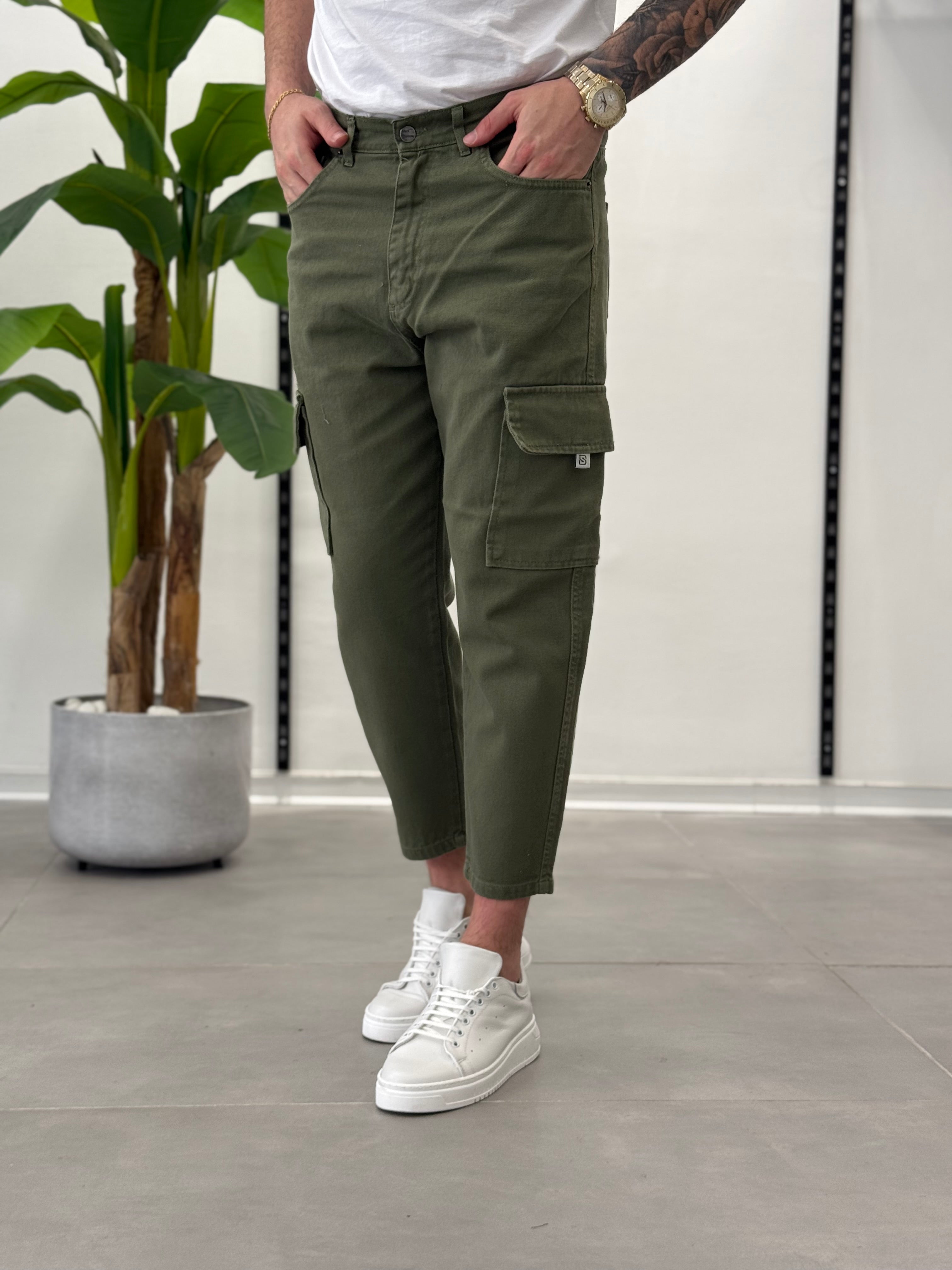 Cargo Jeans Verde Vegas - Carrot Fit