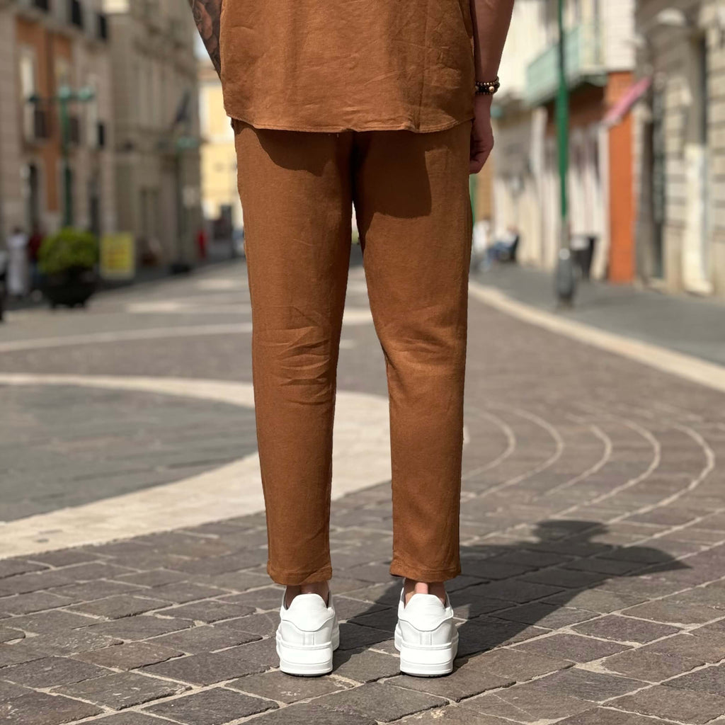 Coordinato in lino cammello - FLAG STORE