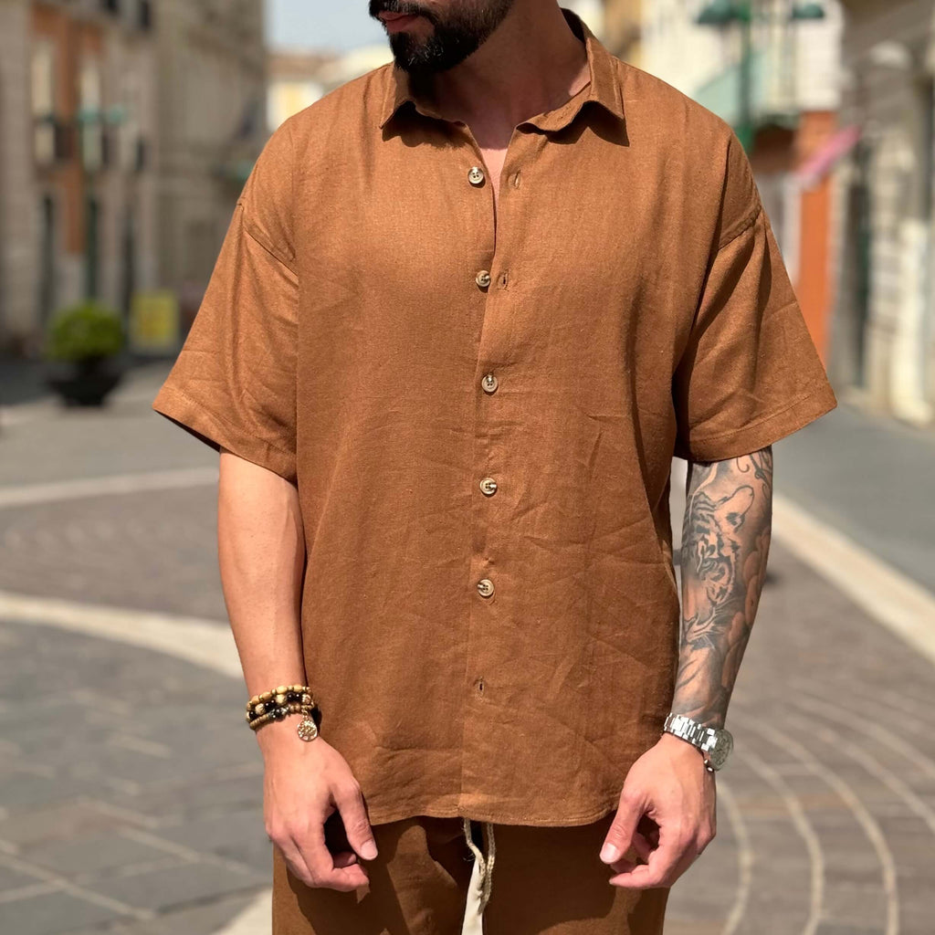 Coordinato in lino cammello - FLAG STORE