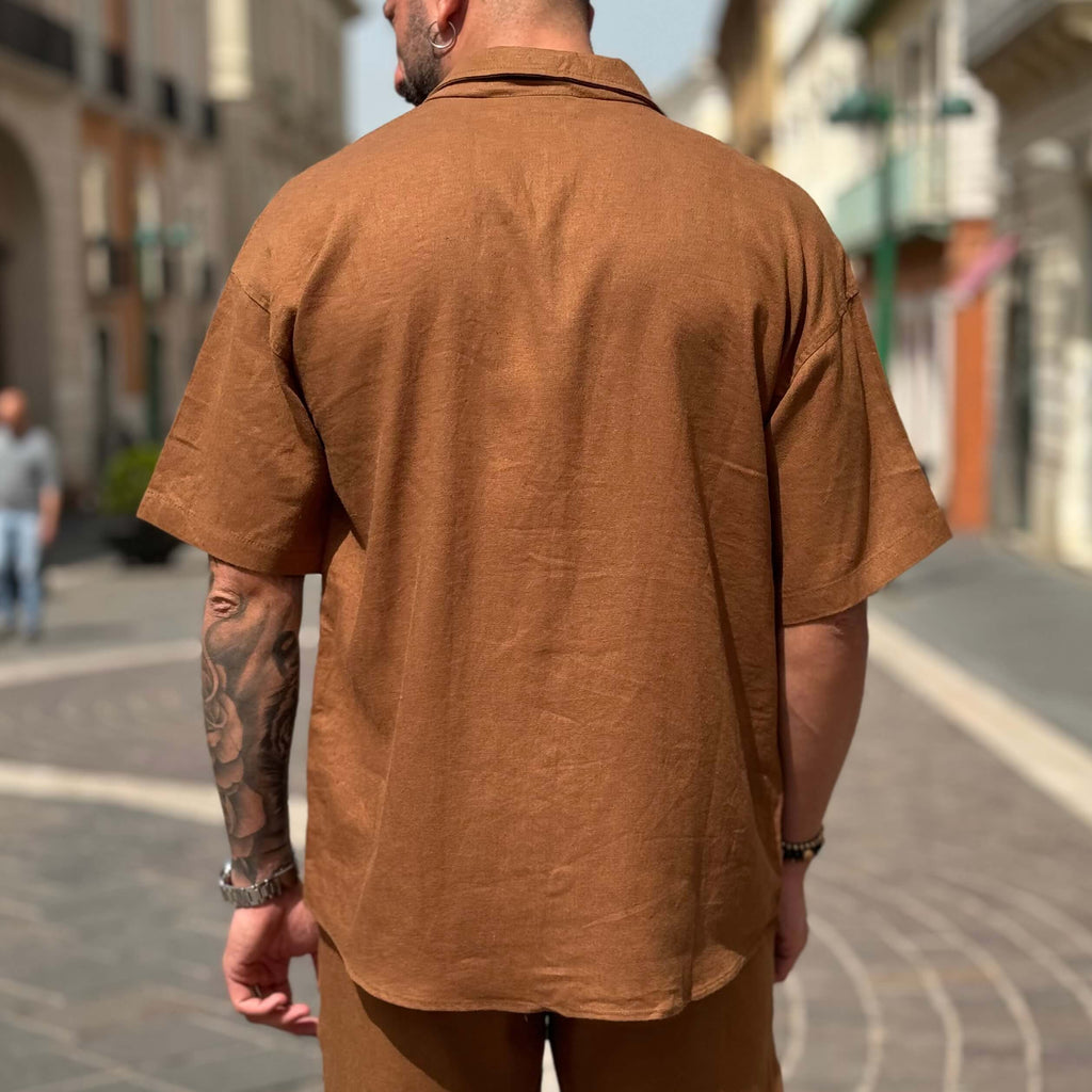 Coordinato in lino cammello - FLAG STORE