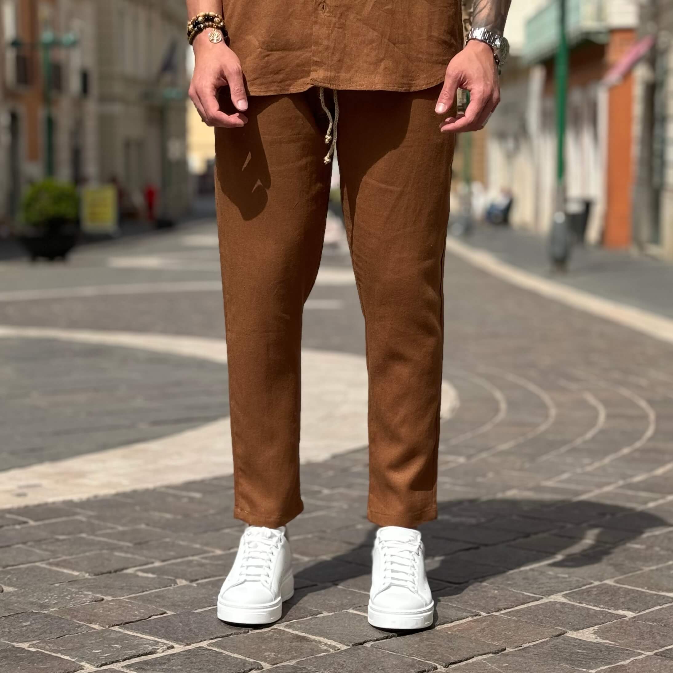 Coordinato in lino cammello - FLAG STORE