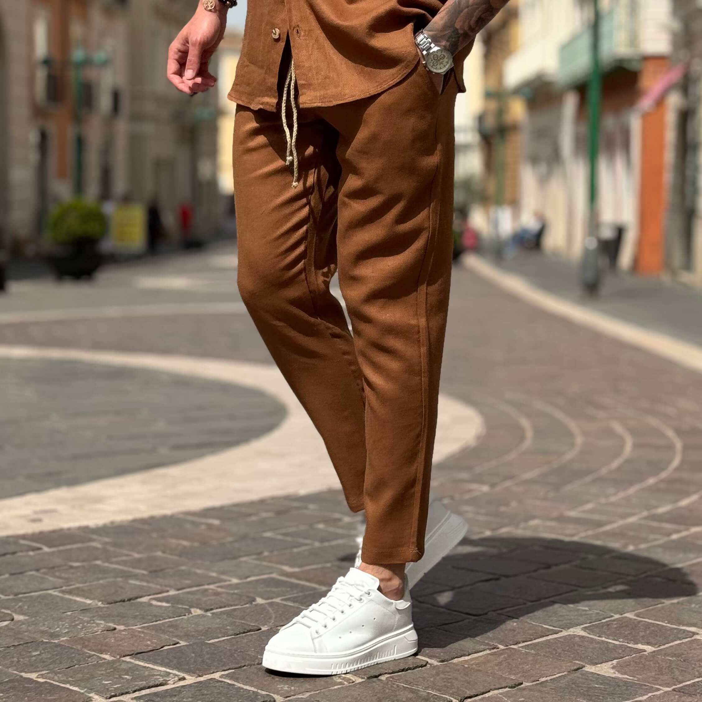 Coordinato in lino cammello - FLAG STORE