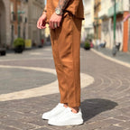 Coordinato in lino cammello - FLAG STORE