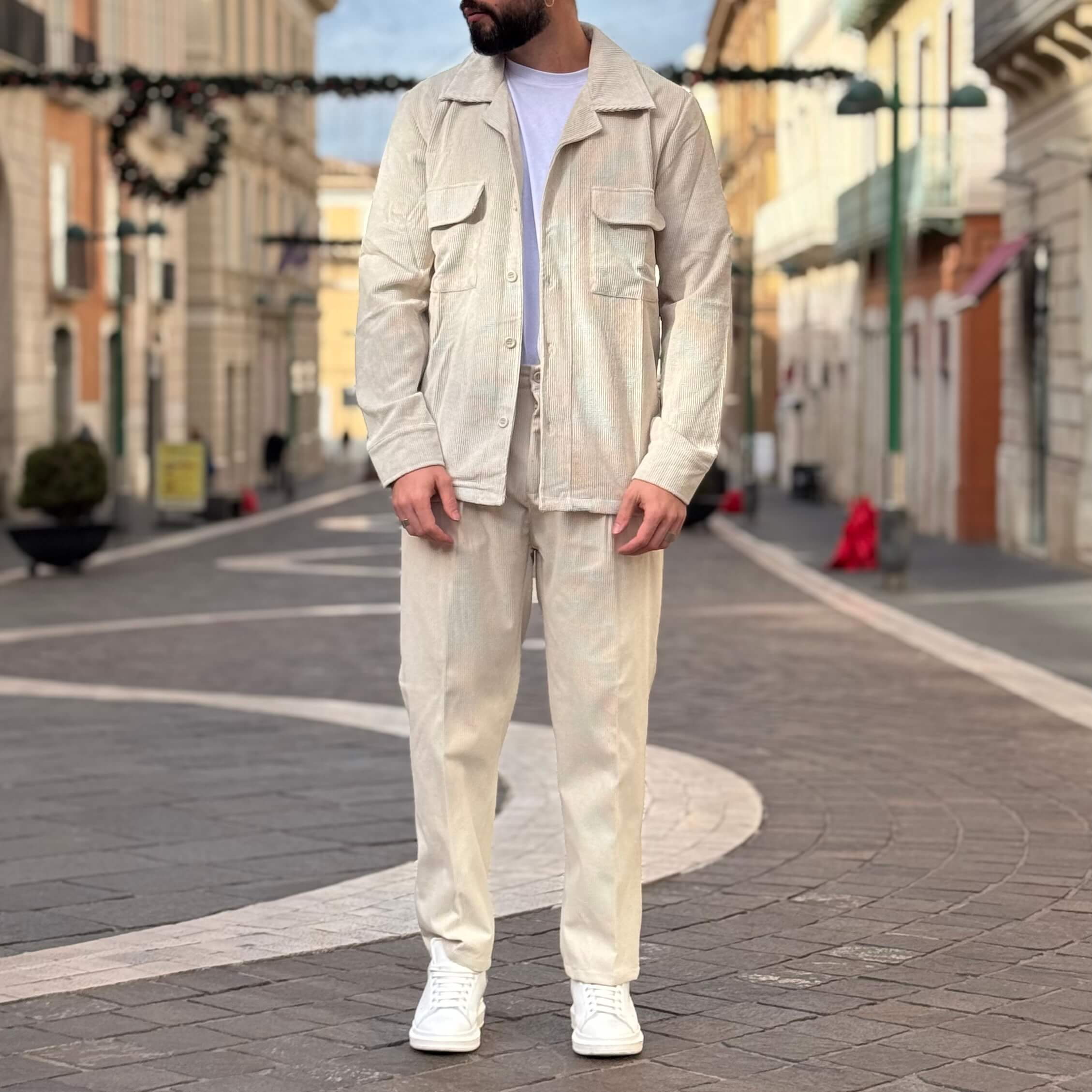 Coordinato in velluto crema 2.0 - FLAG STORE