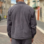 Coordinato in velluto gamba larga grigio - FLAG STORE