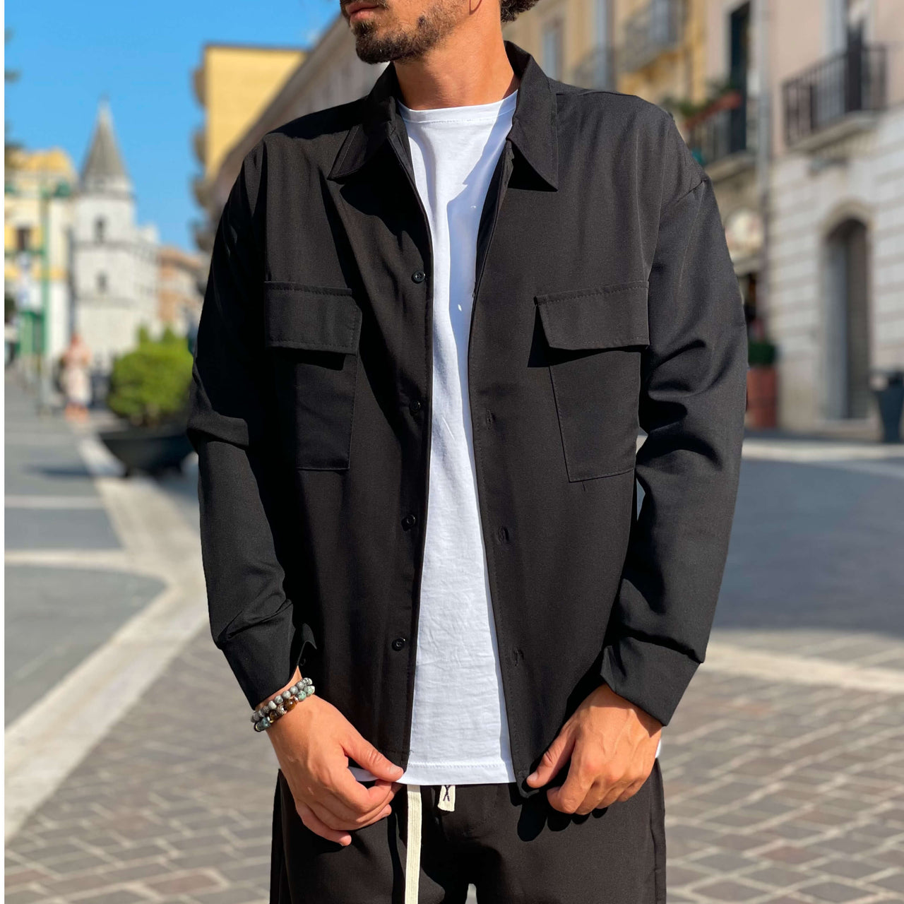 Coordinato in viscosa nero - FLAG STORE