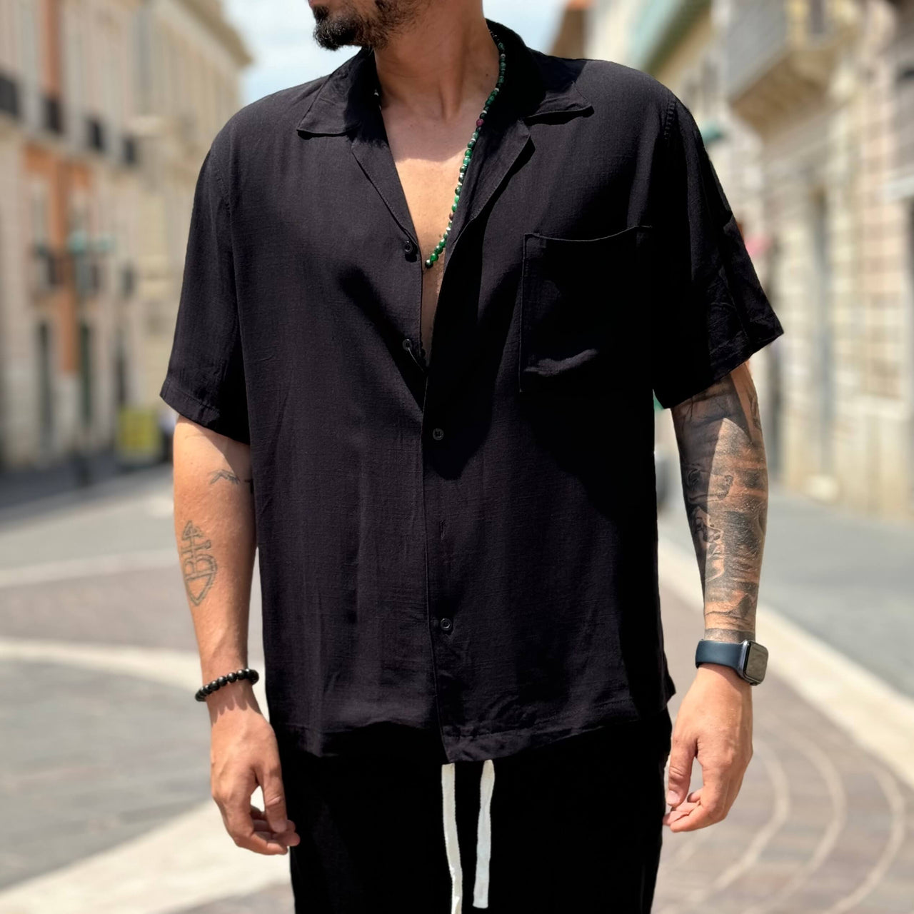 Coordinato nero scollo a V - FLAG STORE