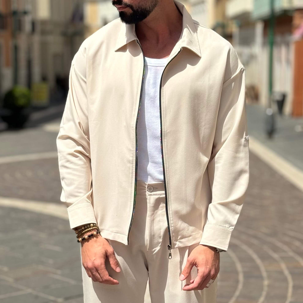 Giacca sabbia con cerniera - FLAG STORE