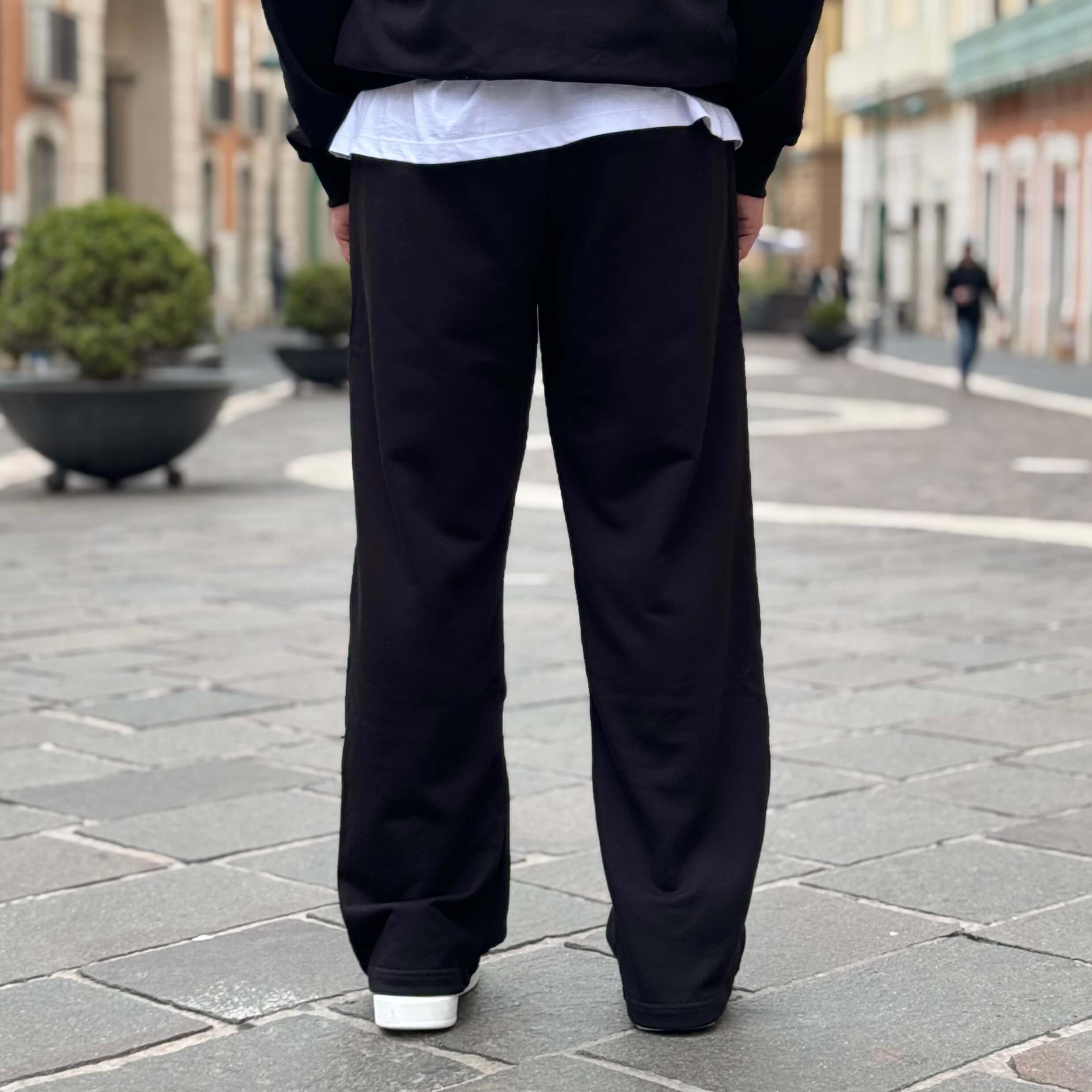 Coordinato tuta nero in felpa garzata - FLAG STORE