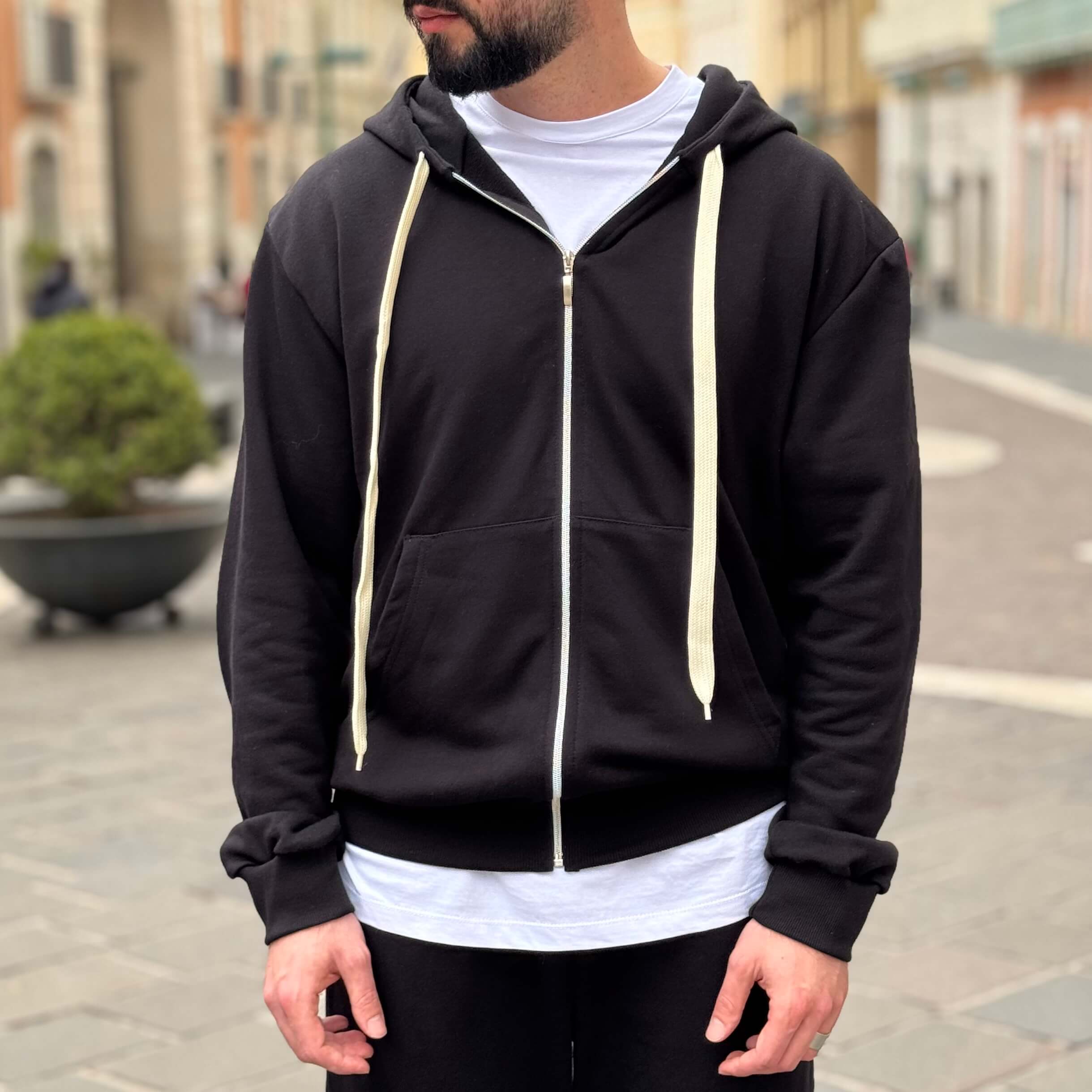 Coordinato tuta nero in felpa garzata - FLAG STORE