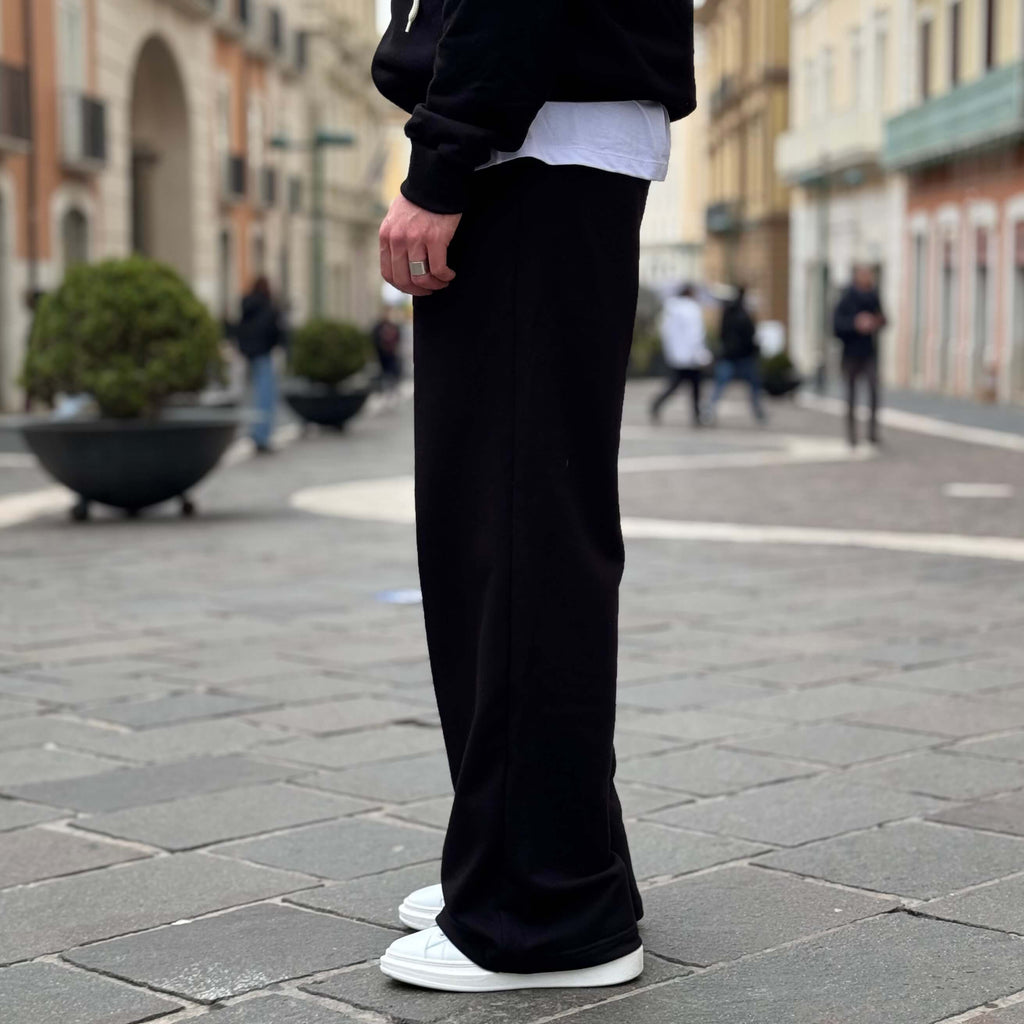 Coordinato tuta nero in felpa garzata - FLAG STORE