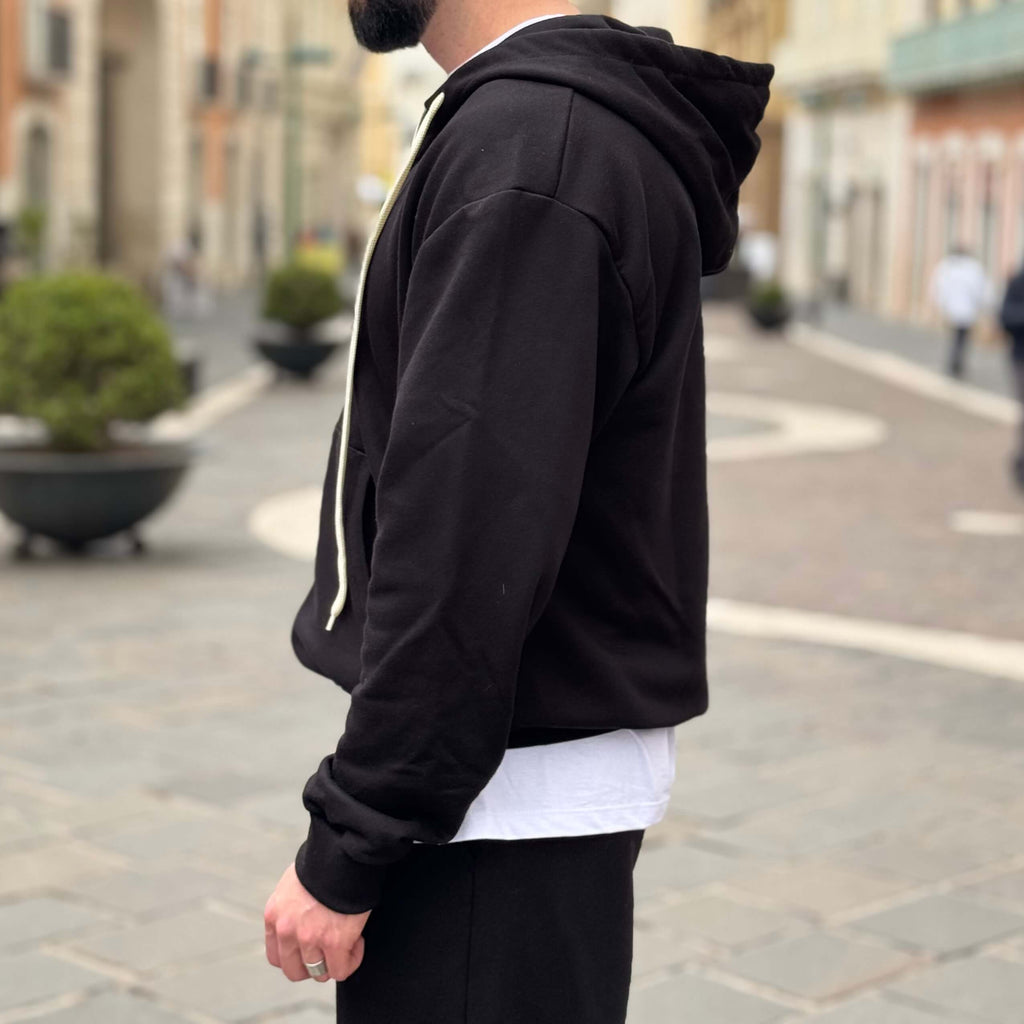 Coordinato tuta nero in felpa garzata - FLAG STORE