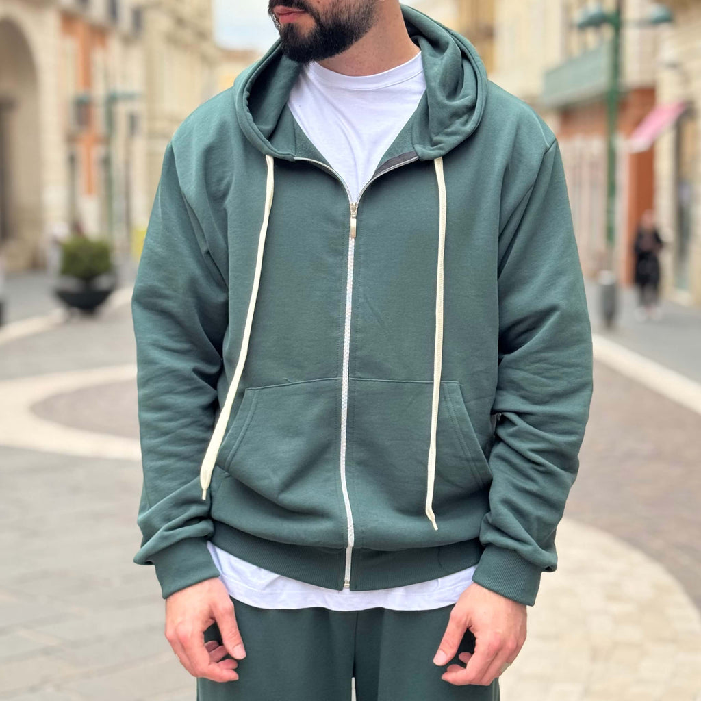 Coordinato tuta verde in felpa garzata - FLAG STORE