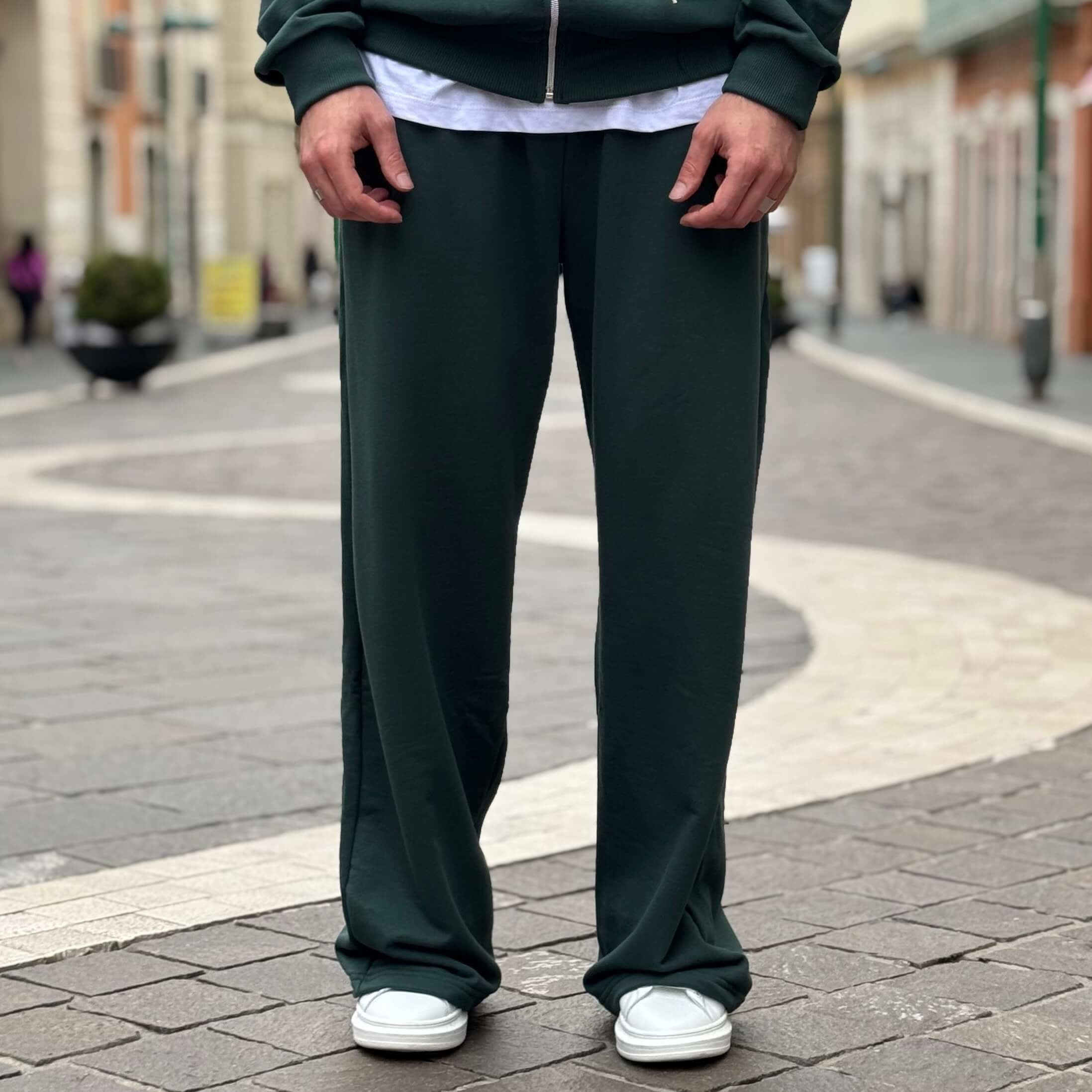 Coordinato tuta verde in felpa garzata - FLAG STORE