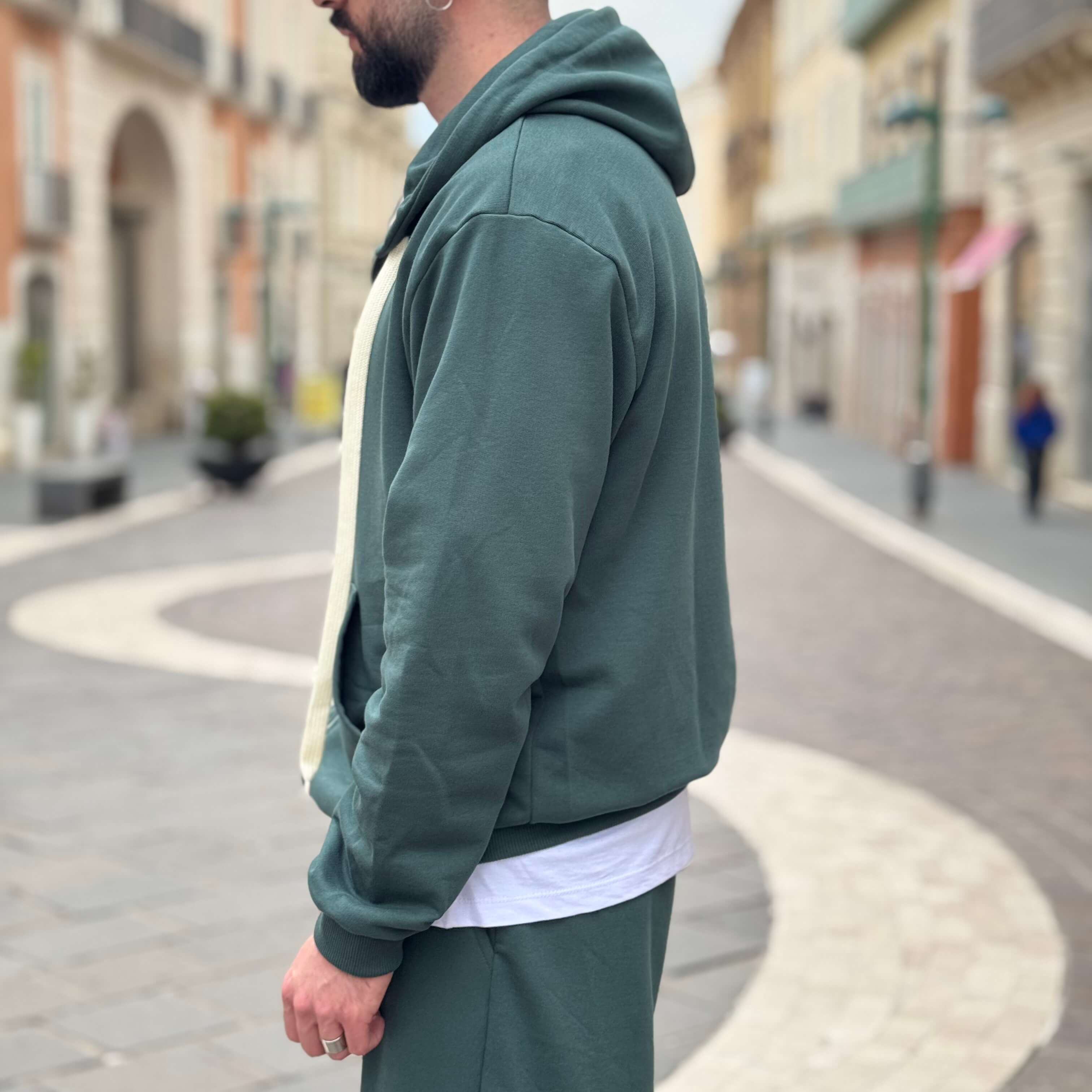 Coordinato tuta verde in felpa garzata - FLAG STORE