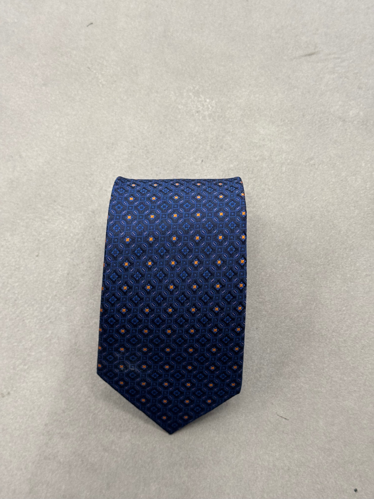 Cravatta Blu con Puntini Arancio