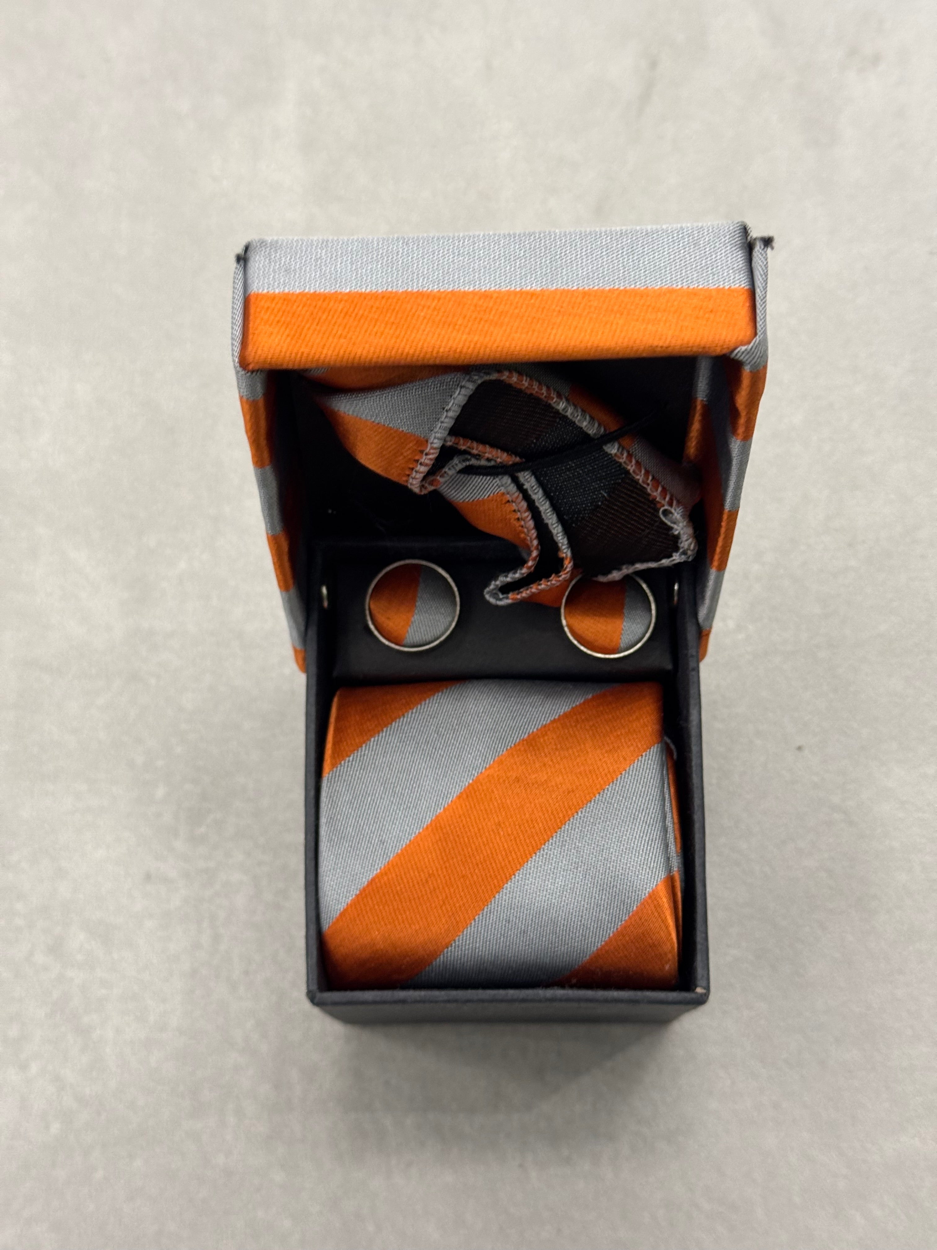 Cravatta Set Arancione & Grigio
