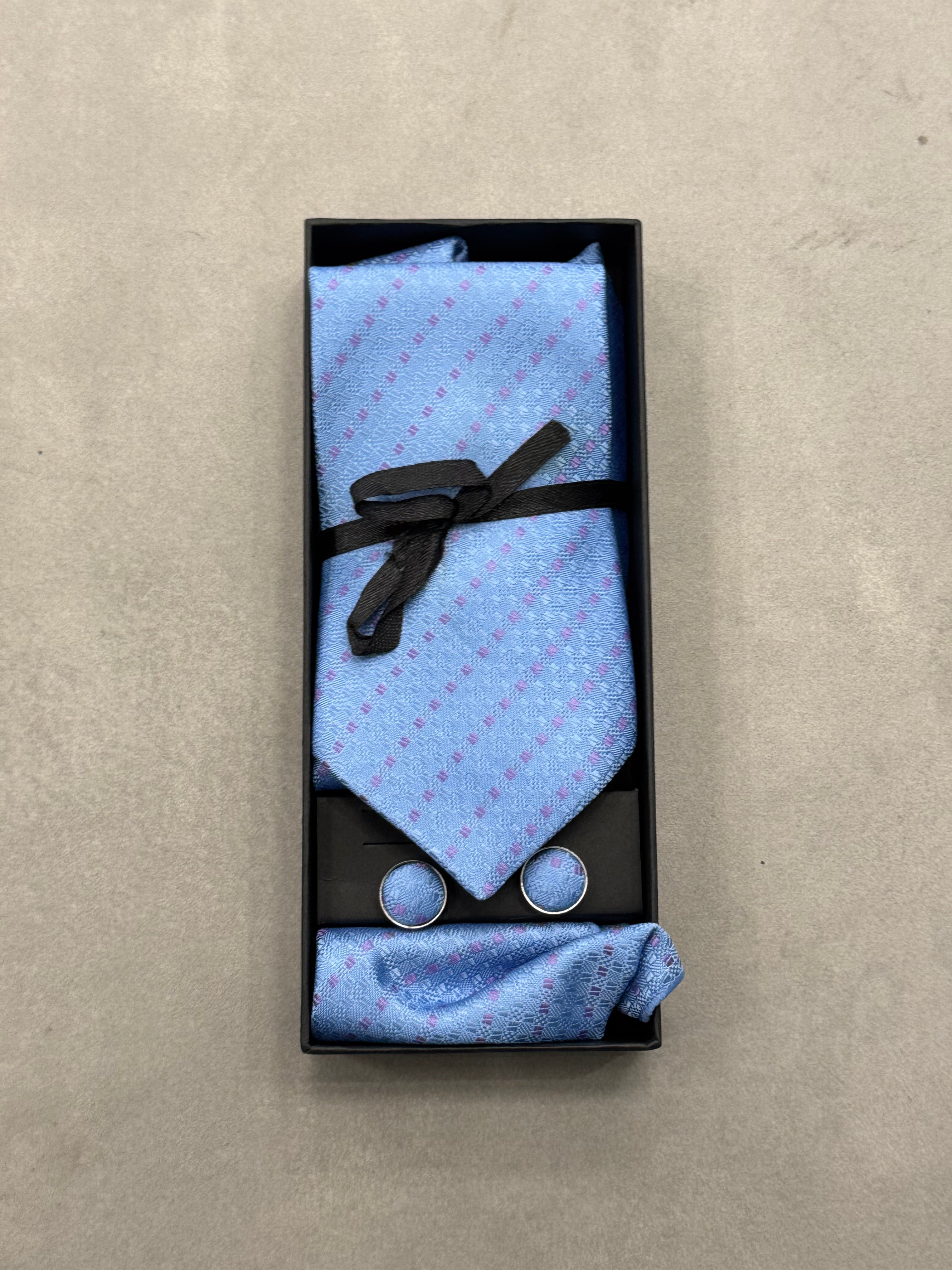 Cravatta Set Azzurro con puntini