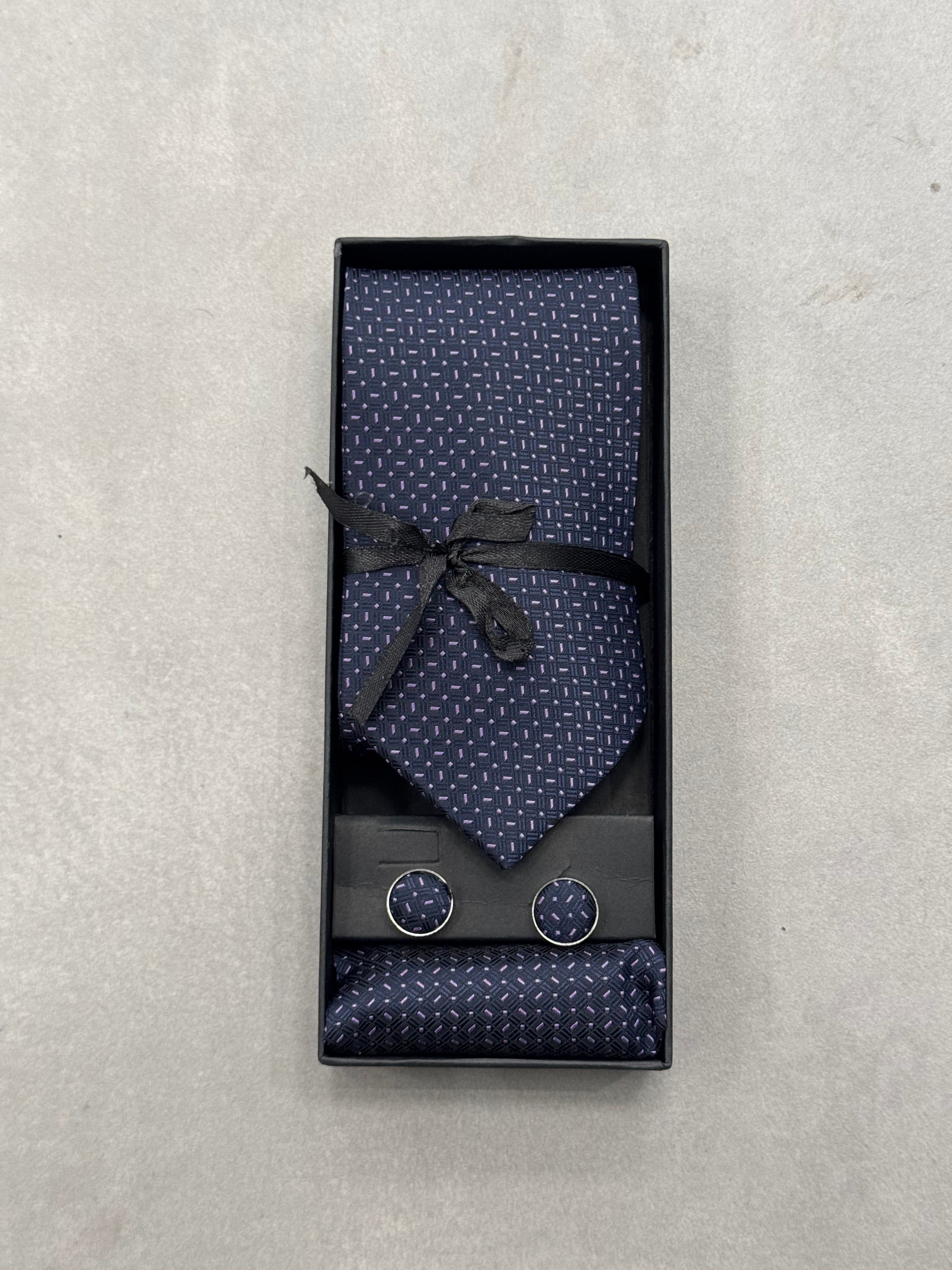 Cravatta Set Blu con linee