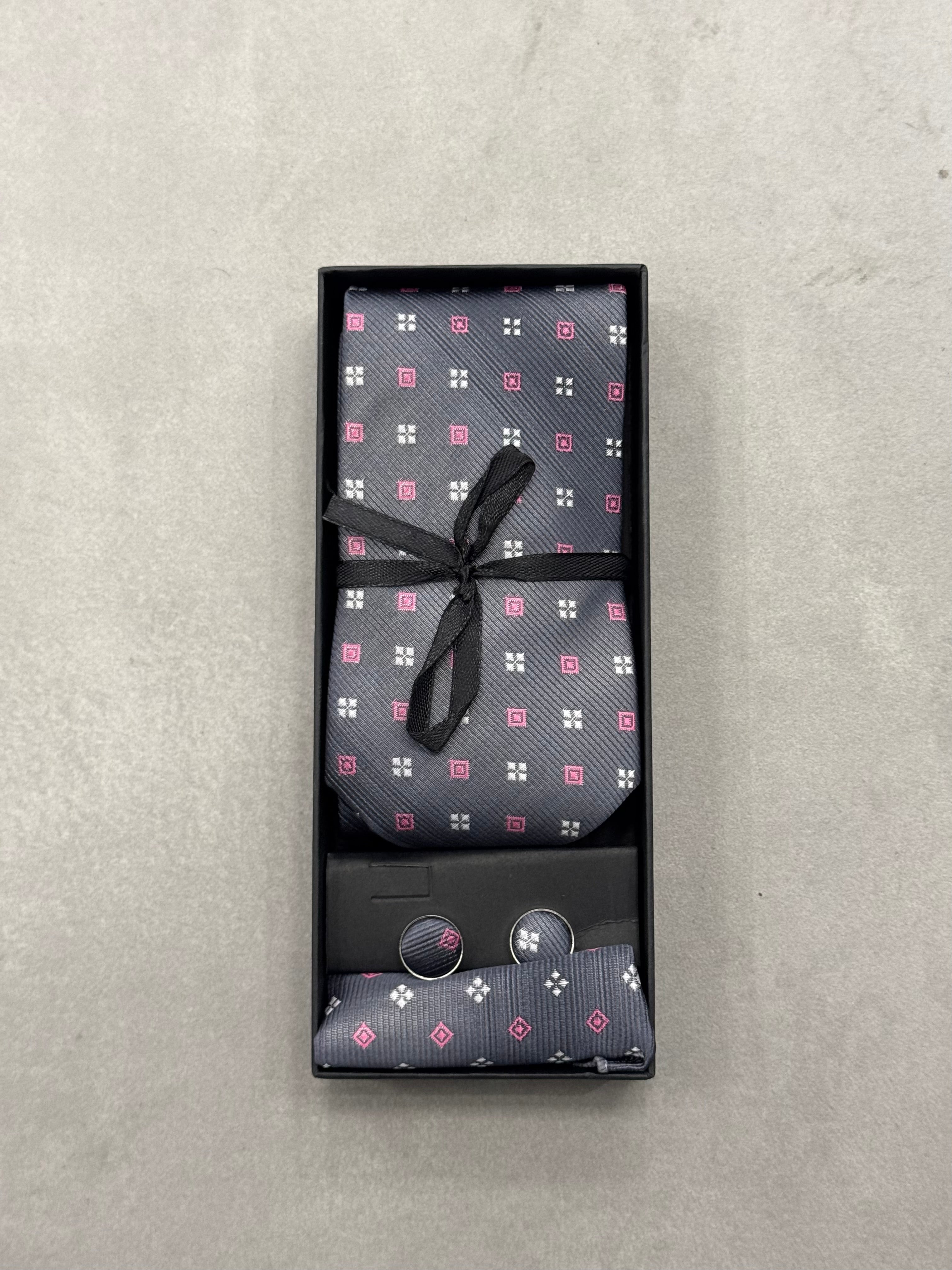 Cravatta Set Grigio a fantasia