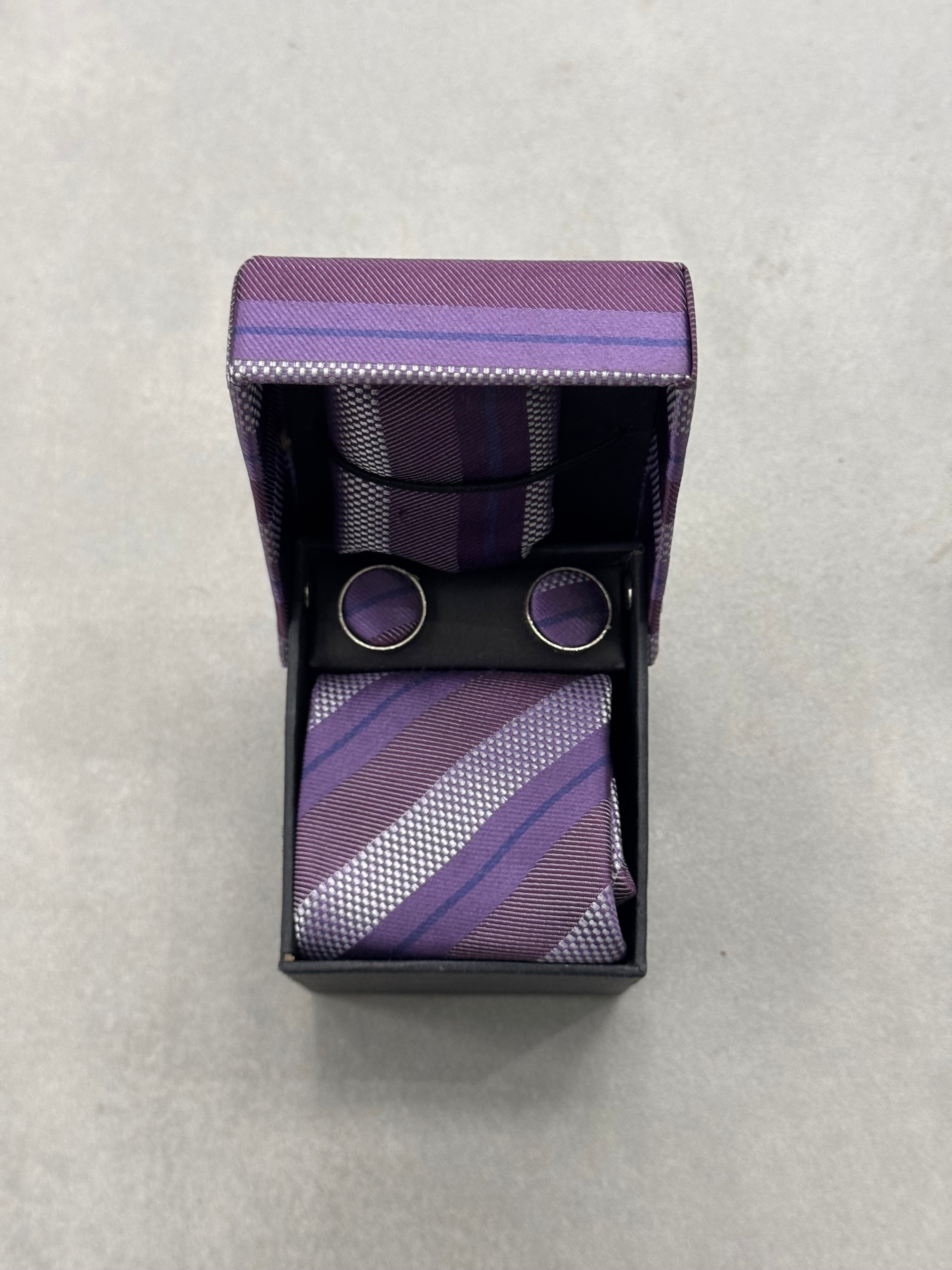 Cravatta Set Lilla a Righe