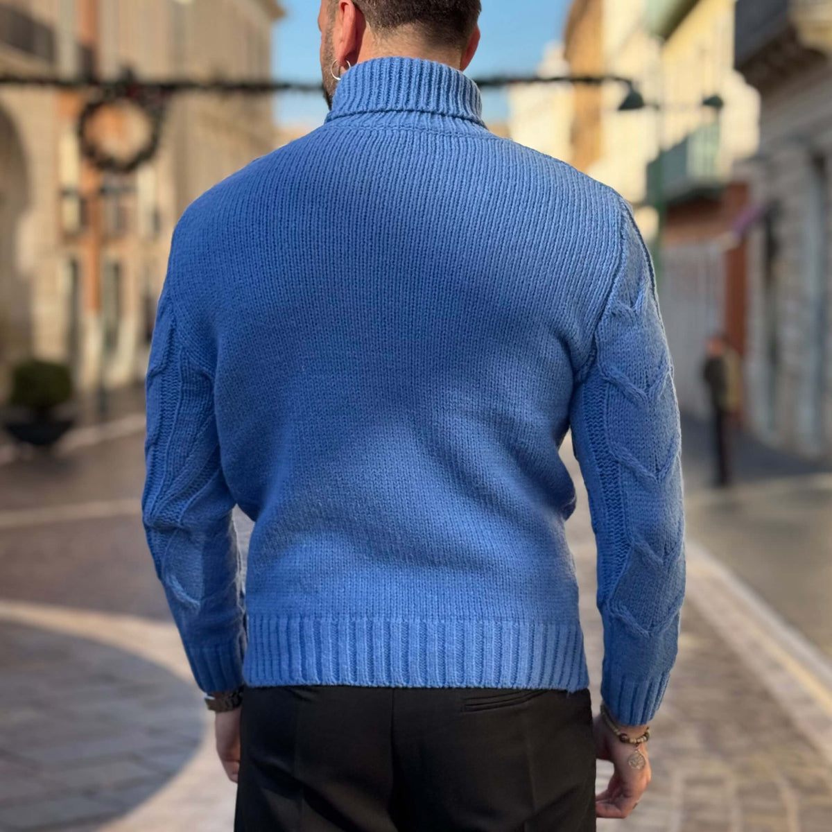Light Blue Braided Turtleneck - FLAG STORE