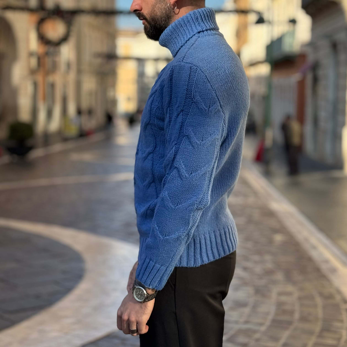 Light Blue Braided Turtleneck - FLAG STORE