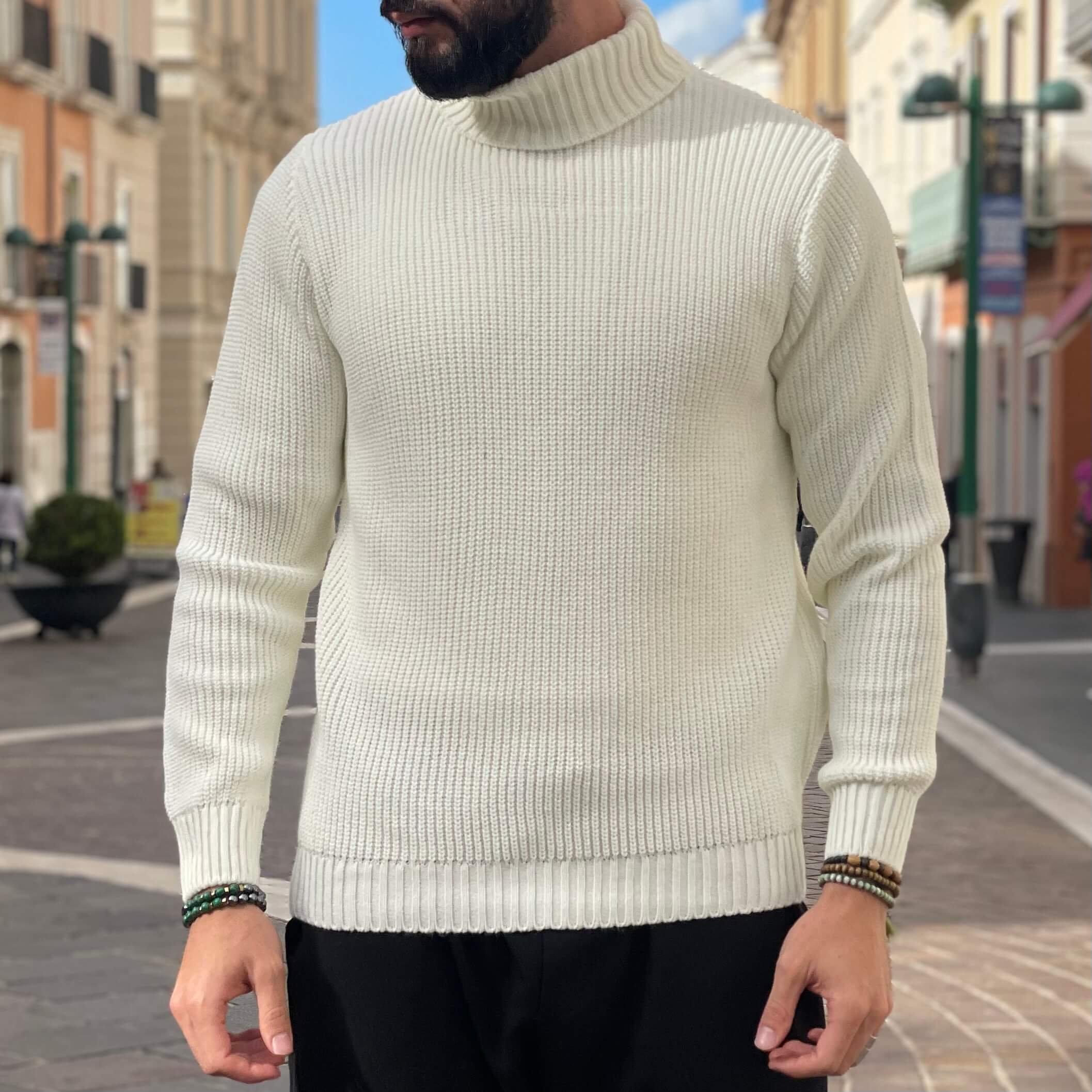 Dolcevita bianco a coste inglese - FLAG STORE