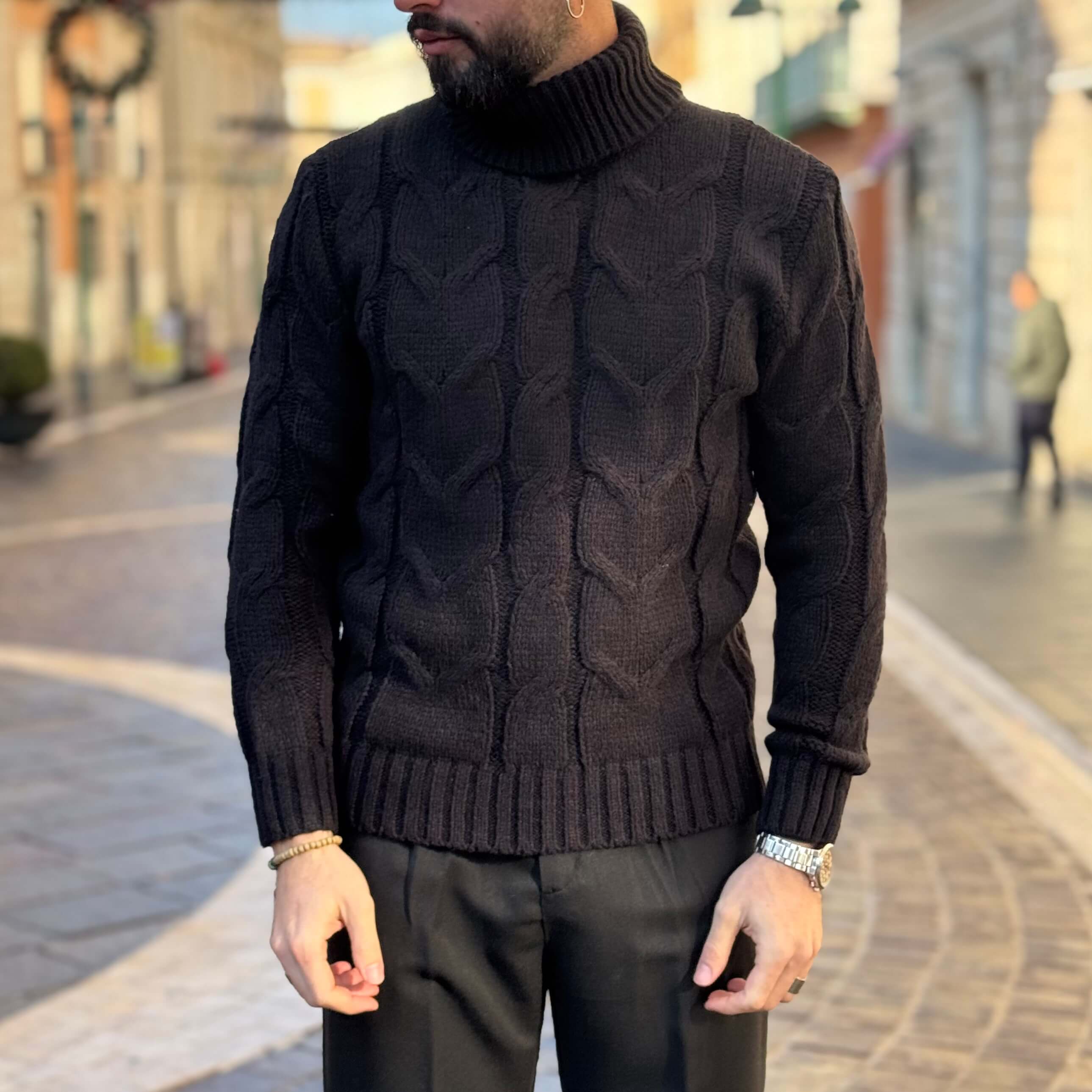 Dolcevita nero treccia - FLAG STORE