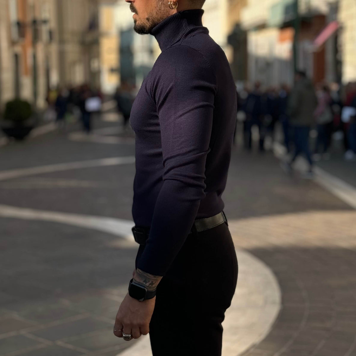 Navy Blue Turtleneck Sweater - FLAG STORE