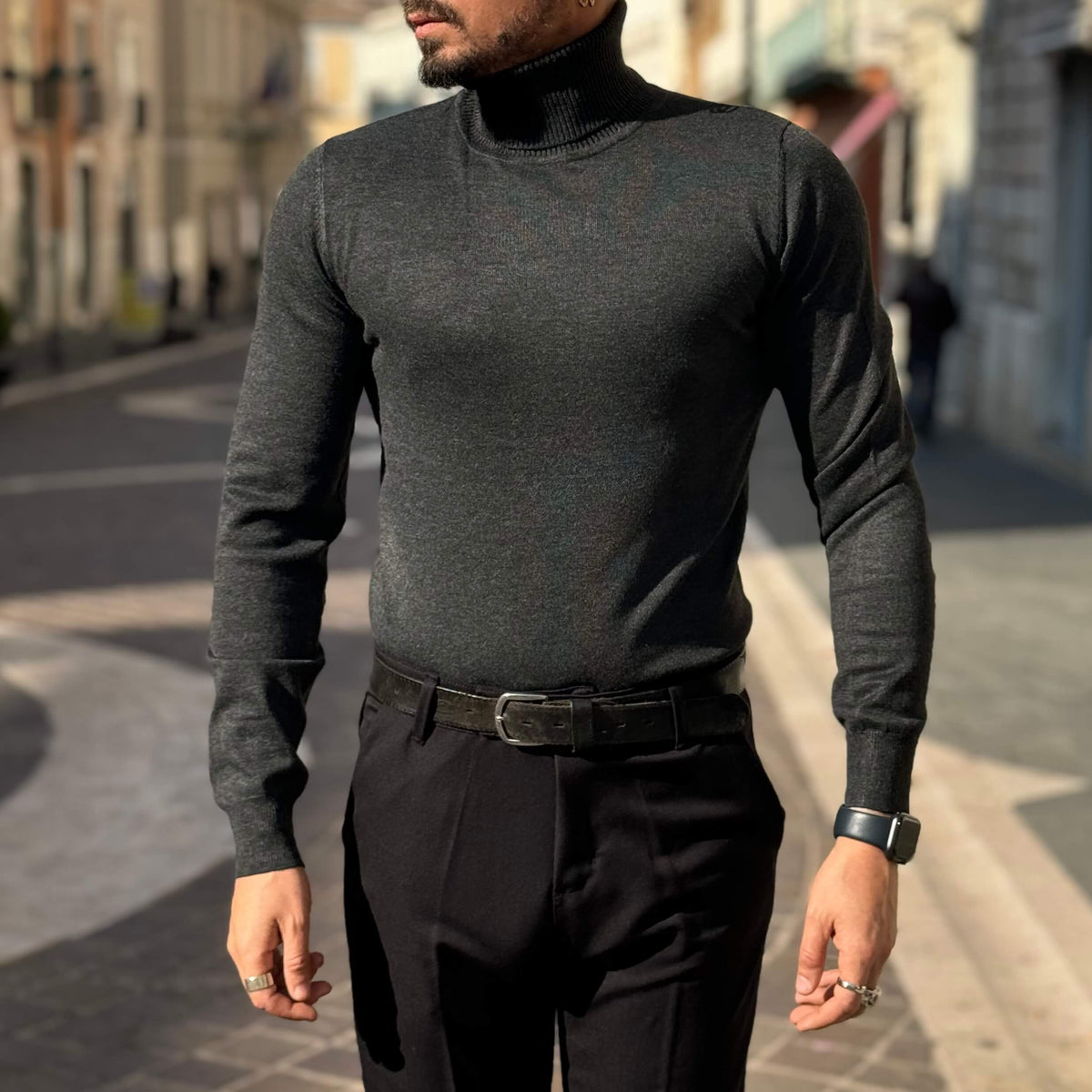 Charcoal Gray Turtleneck Sweater - FLAG STORE