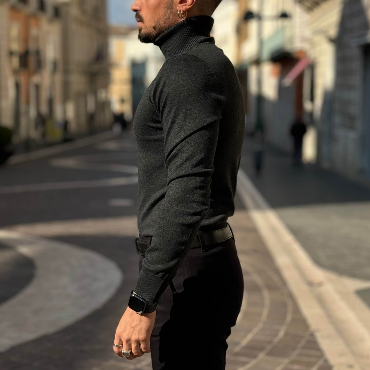 Charcoal Gray Turtleneck Sweater - FLAG STORE