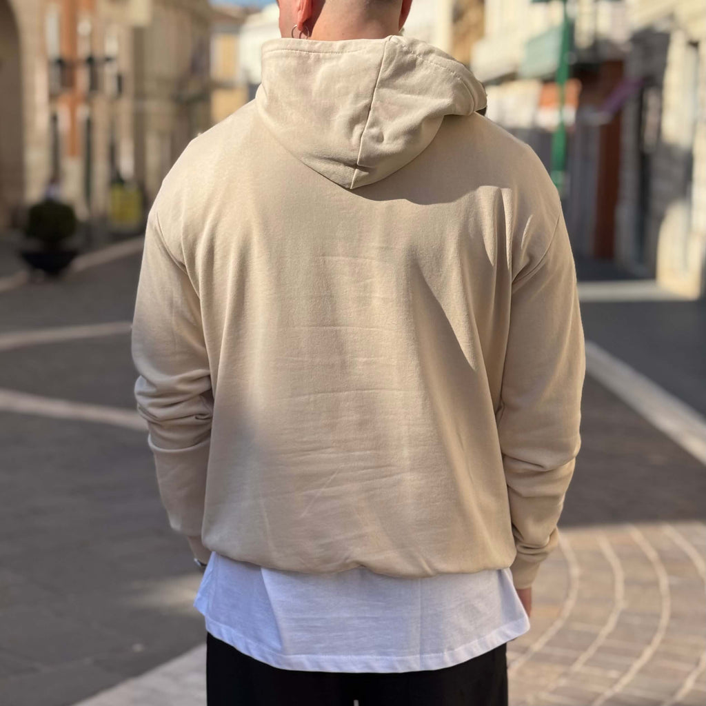 Felpa beige basic con cappuccio 3.0 - FLAG STORE