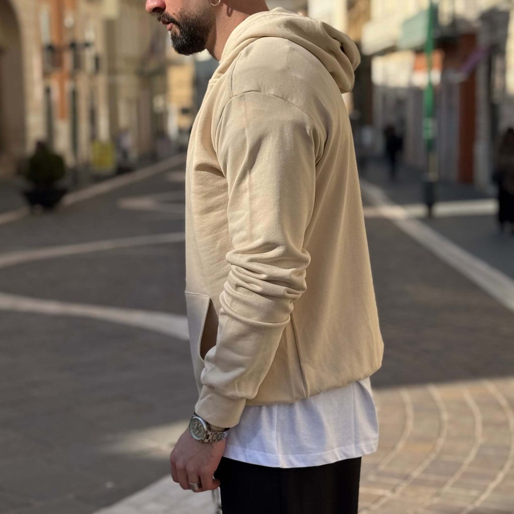 Felpa beige basic con cappuccio 3.0 - FLAG STORE