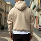 Felpa crema con cappuccio boxy fit - FLAG STORE