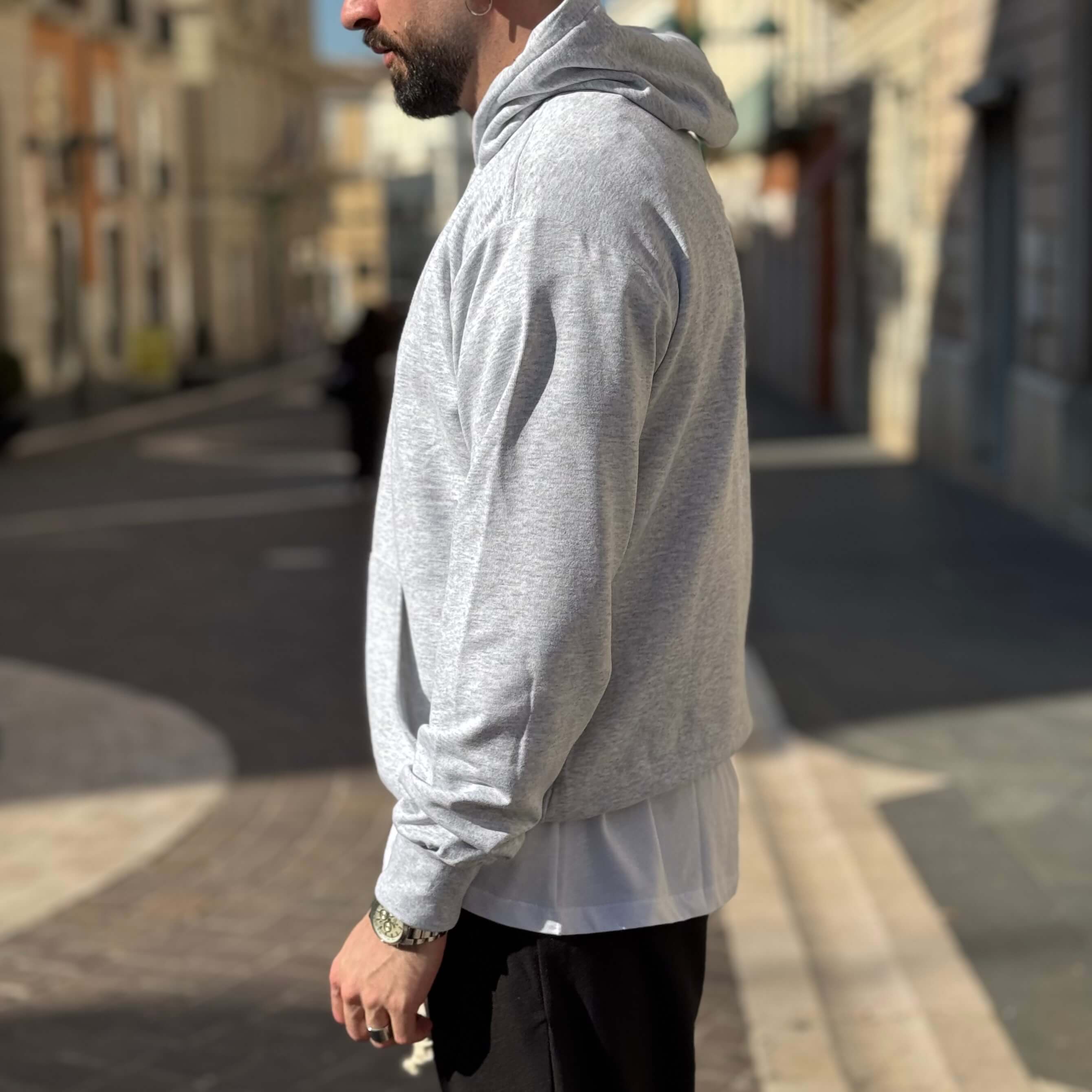 Felpa grigia basic con cappuccio 3.0 - FLAG STORE