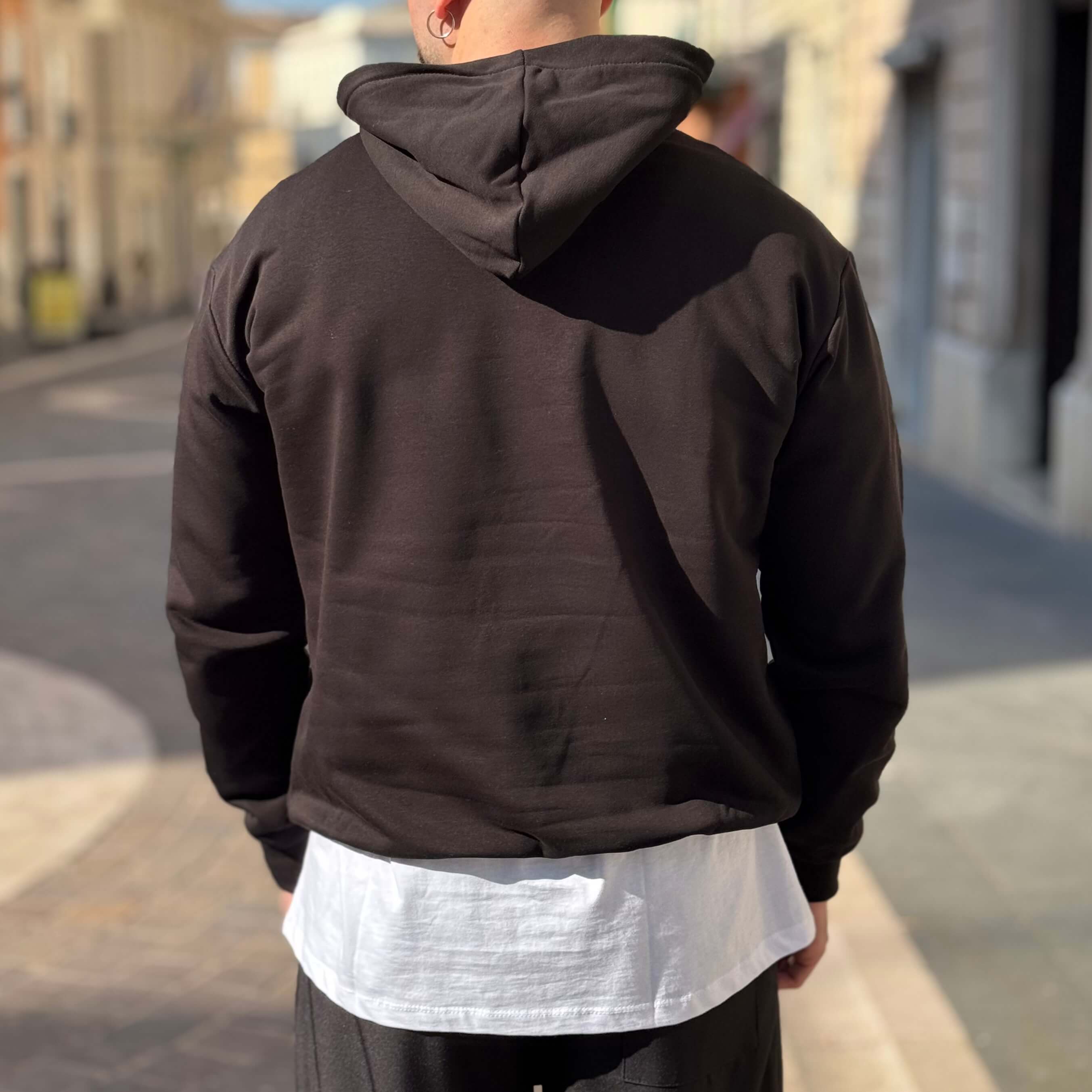 Felpa nera basic con cappuccio 3.0 - FLAG STORE