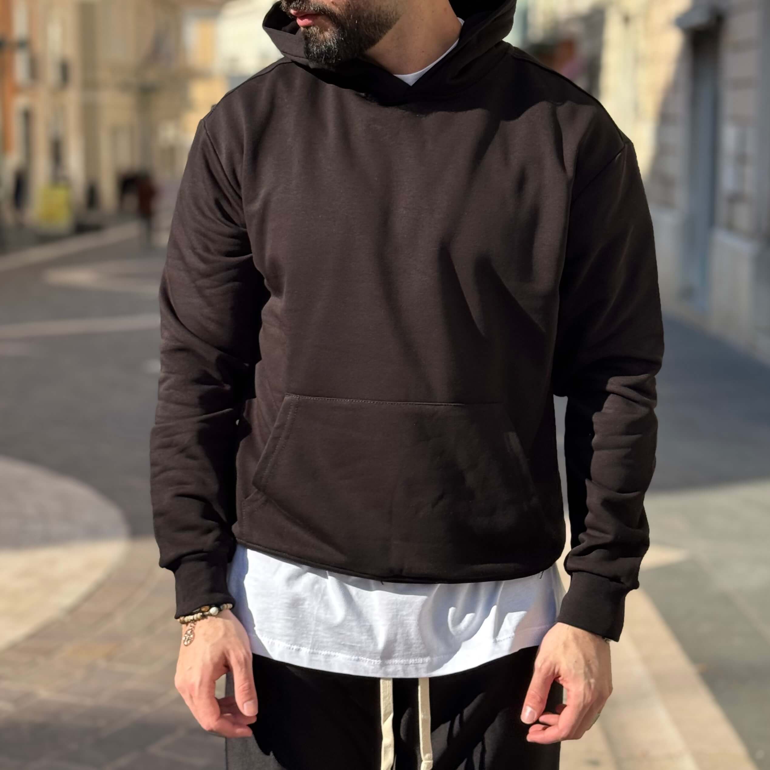 Felpa nera basic con cappuccio 3.0 - FLAG STORE