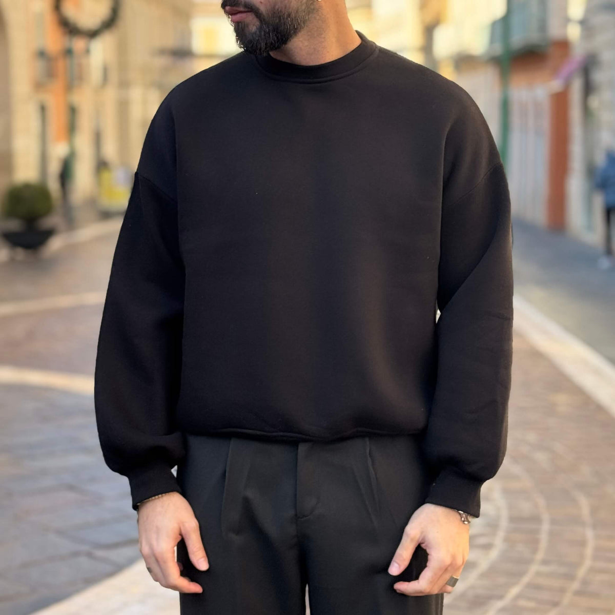 Black boxy-fit sweatshirt - FLAG STORE 