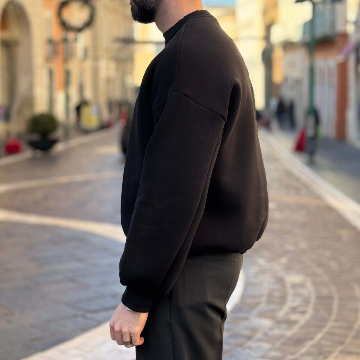 Black boxy-fit sweatshirt - FLAG STORE 