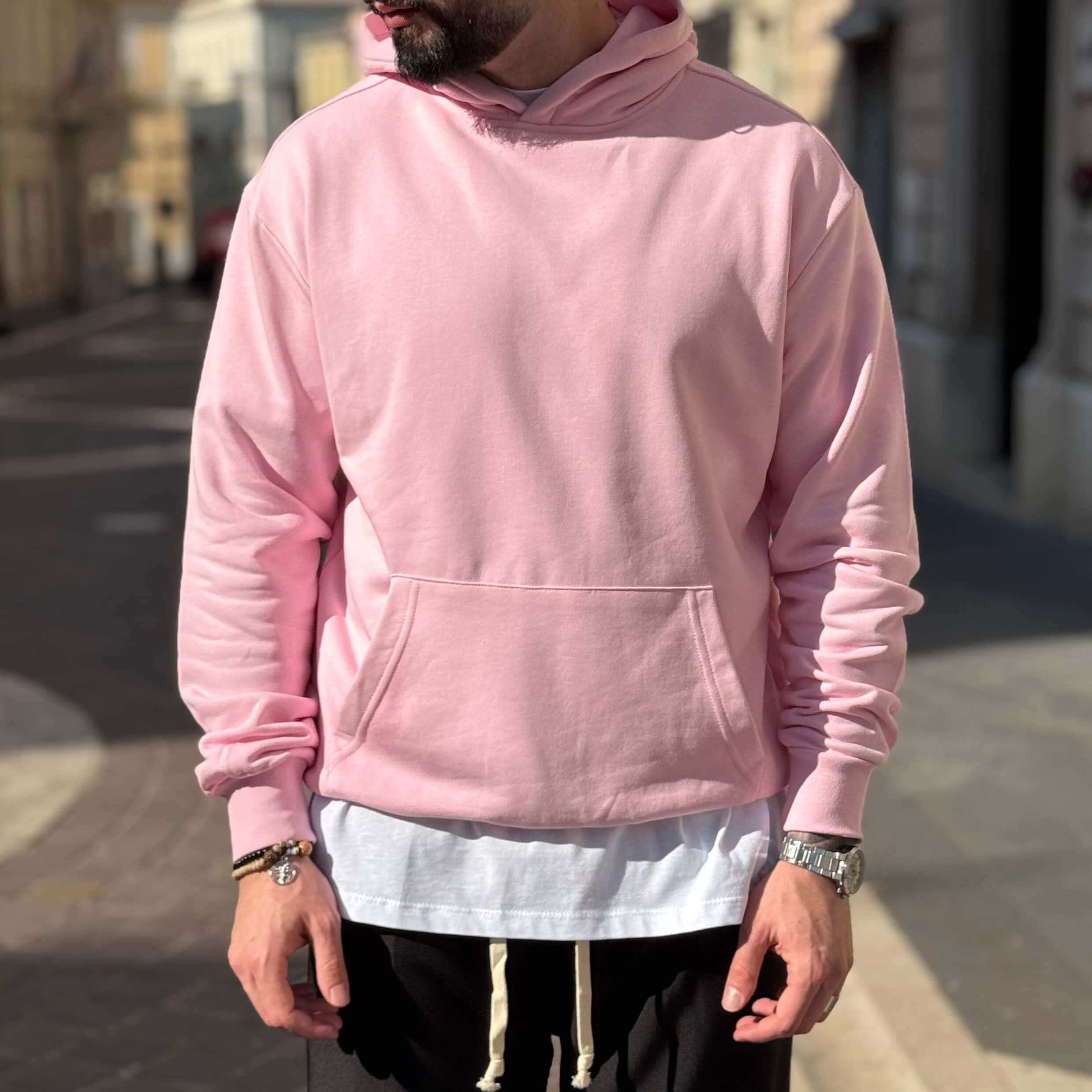 Felpa rosa basic con cappuccio 3.0 - FLAG STORE