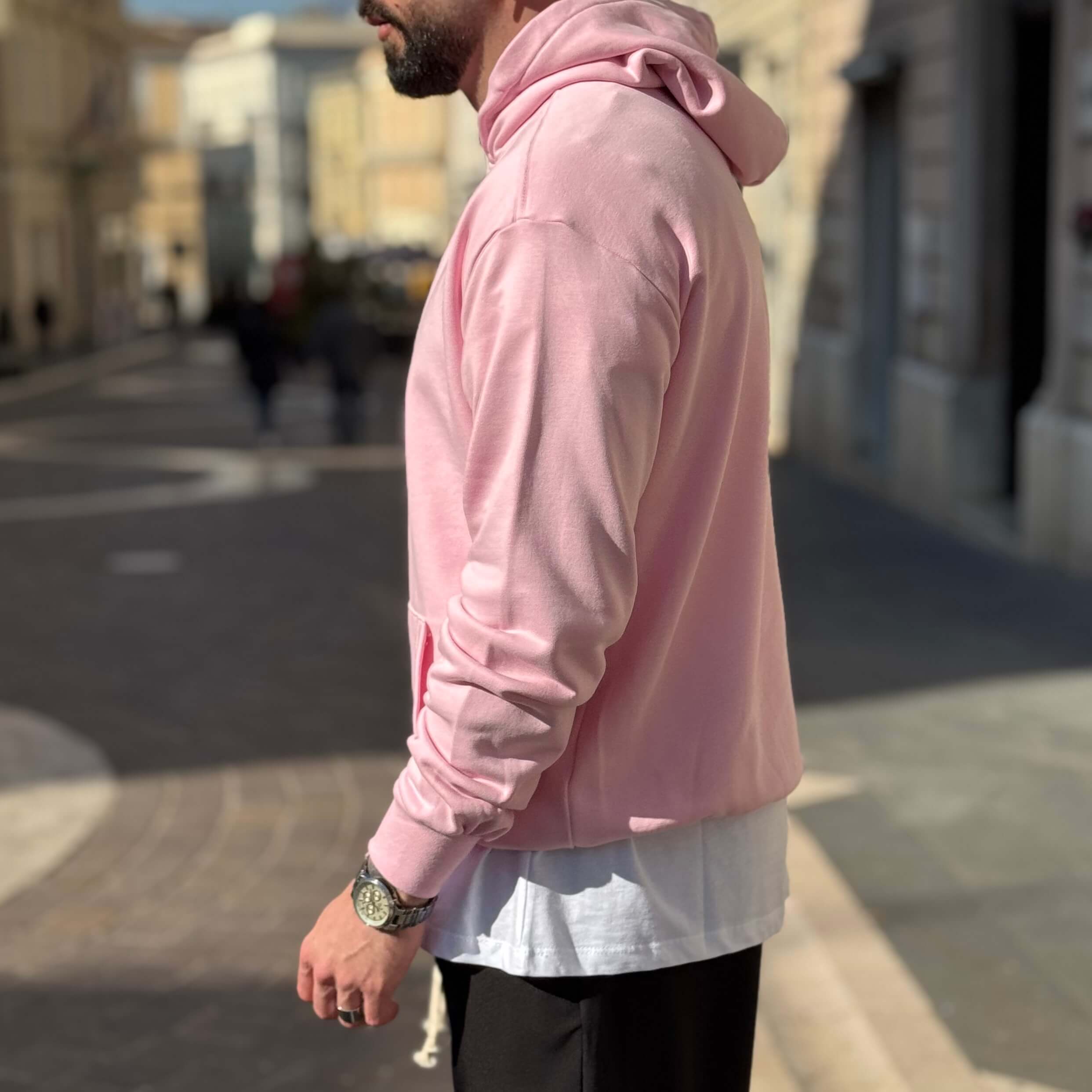 Felpa rosa basic con cappuccio 3.0 - FLAG STORE