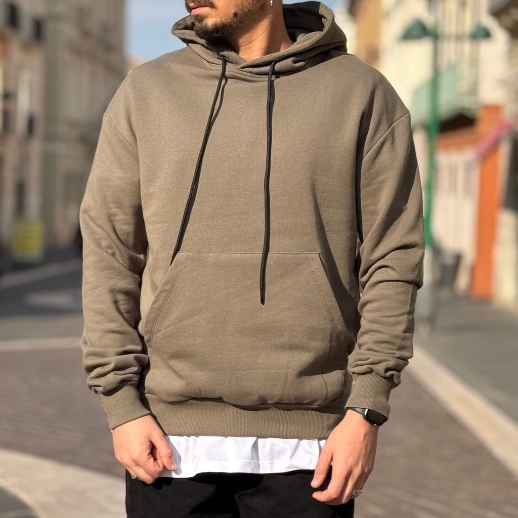 Felpa verde militare basic con cappuccio - FLAG STORE